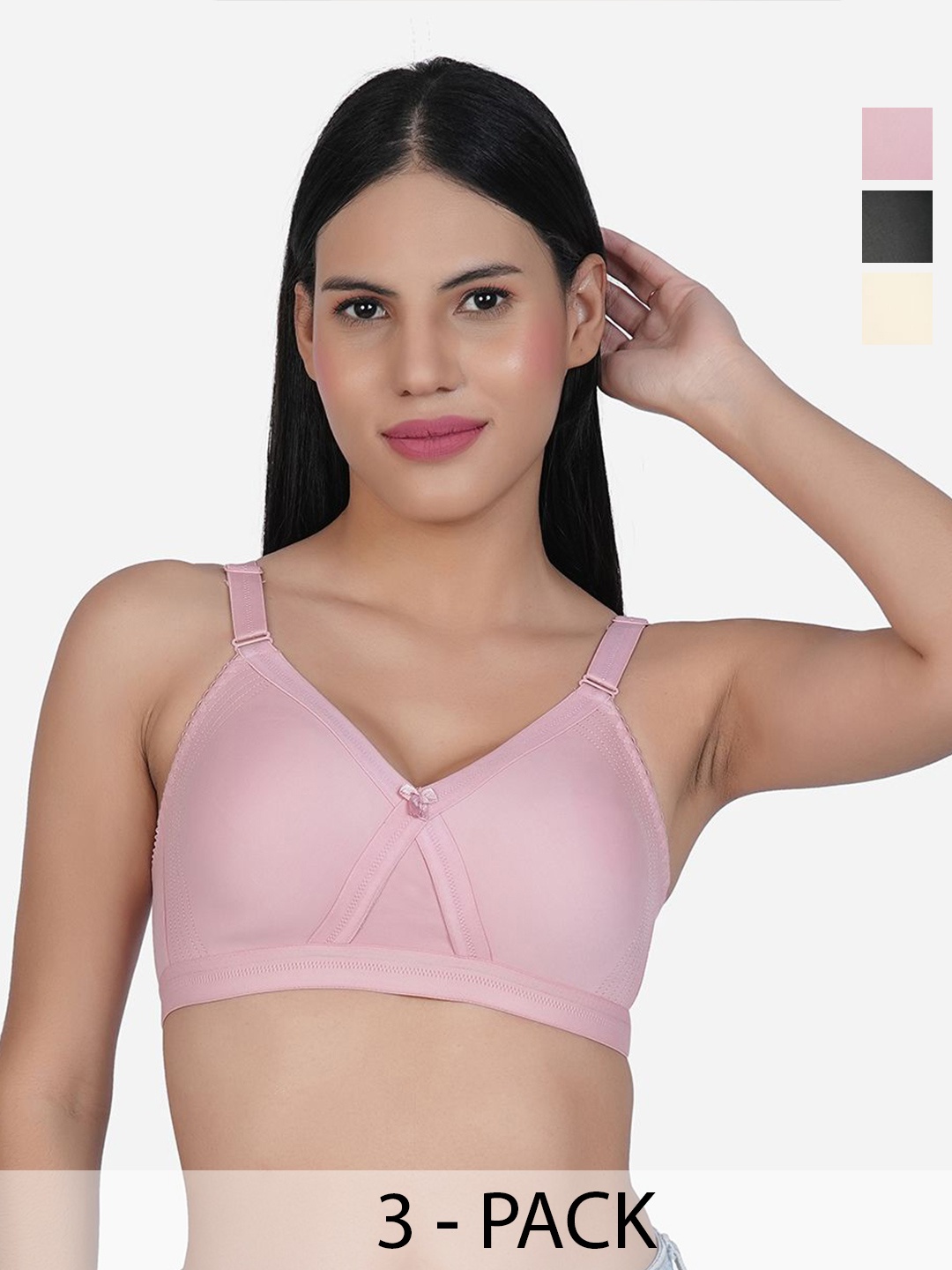 

SHYAM SONS FLAIR Pack Of 3 Full Coverage Underwired Minimizer Bra, Beige