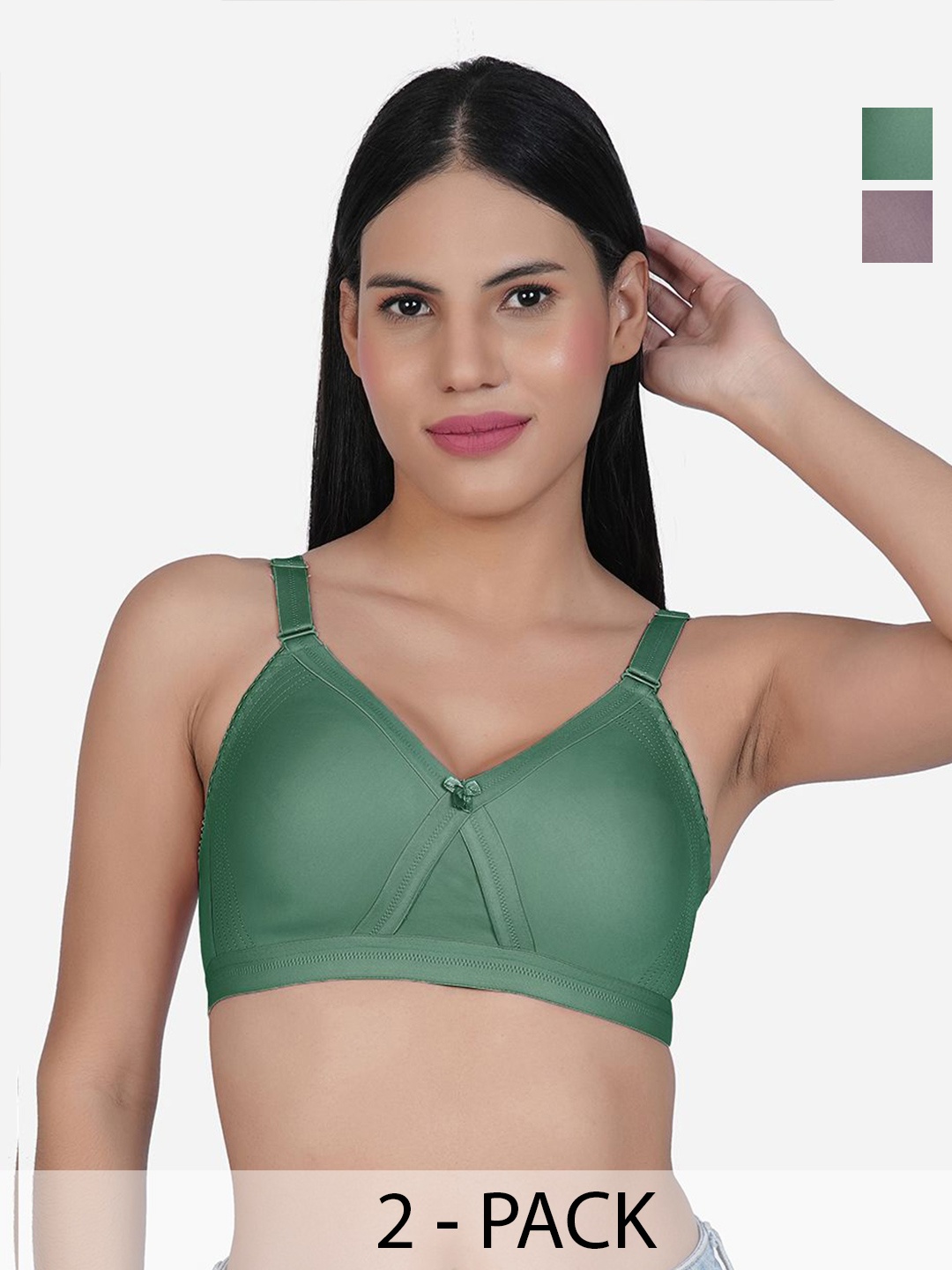 

SHYAM SONS FLAIR Women Pack Of 2 Non Padded Full Coverage Minimizer Bra, Brown