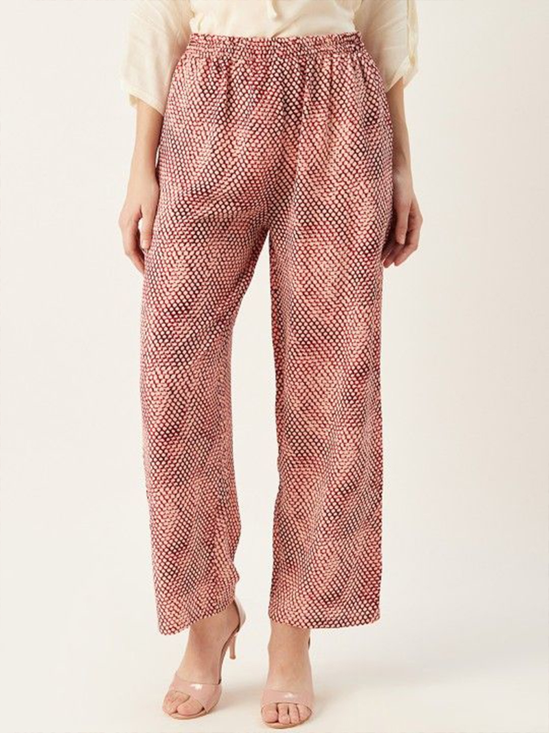 

shiloh Women Animal Printed Palazzos, Maroon