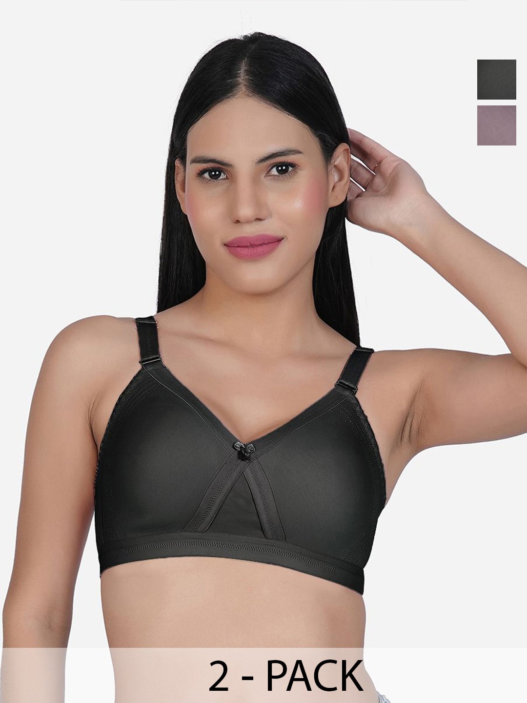 

SHYAM SONS FLAIR Women Pack of 2 Full Coverage Minimizer Bra, Black
