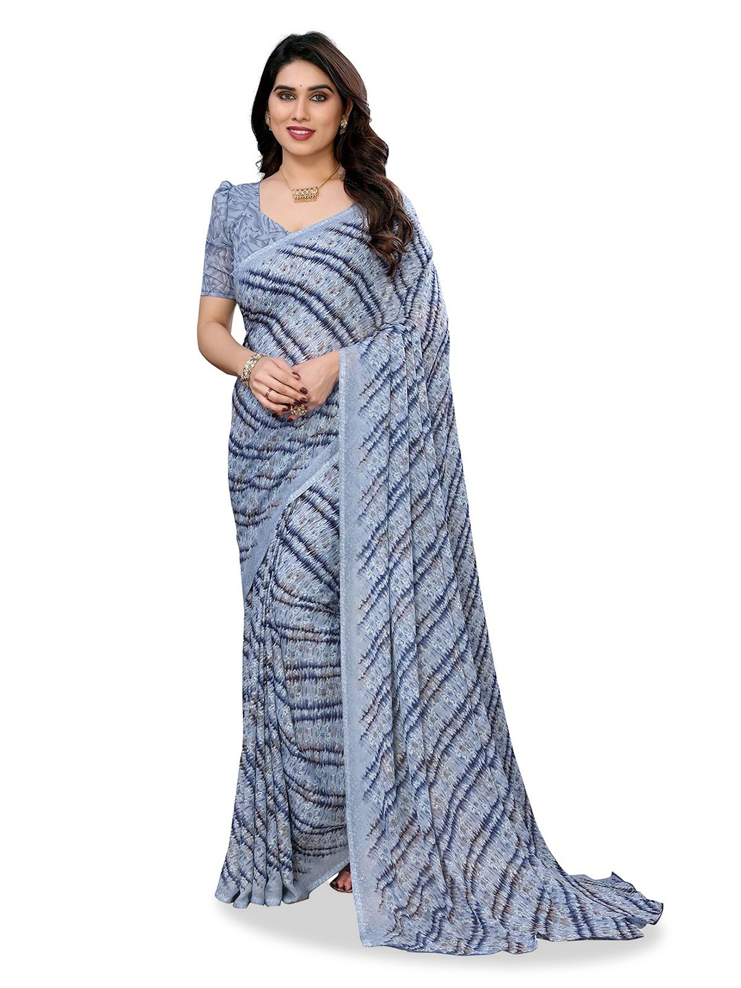 

ANAND SAREES Printed Daily Wear Saree, Grey