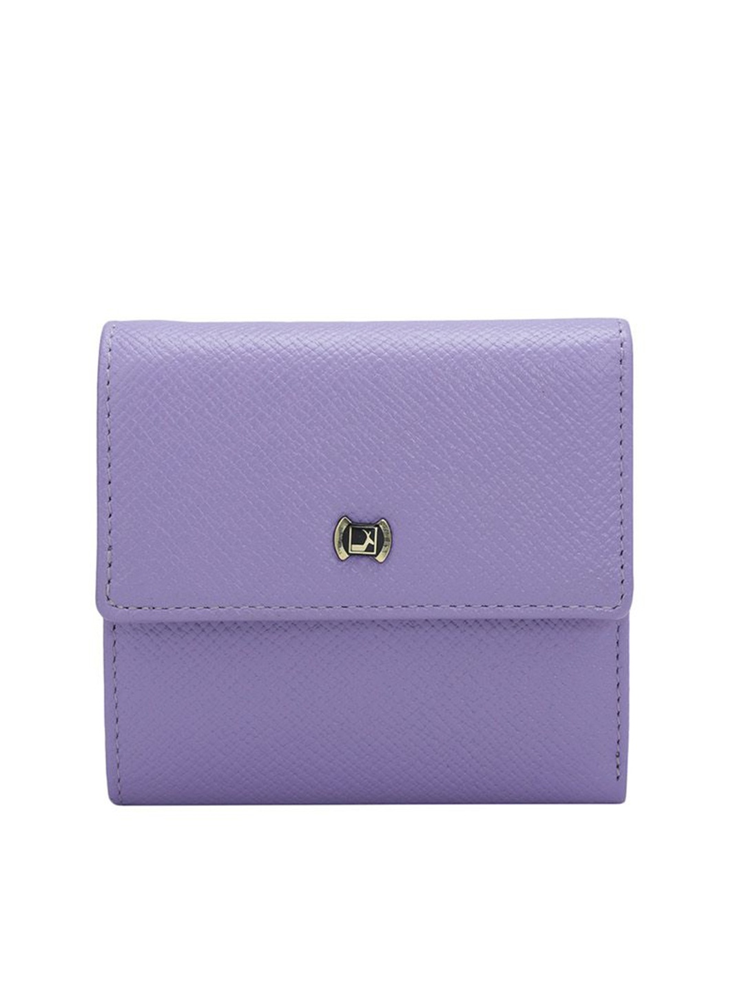 

Da Milano Women Textured Leather Three Fold Wallet, Purple