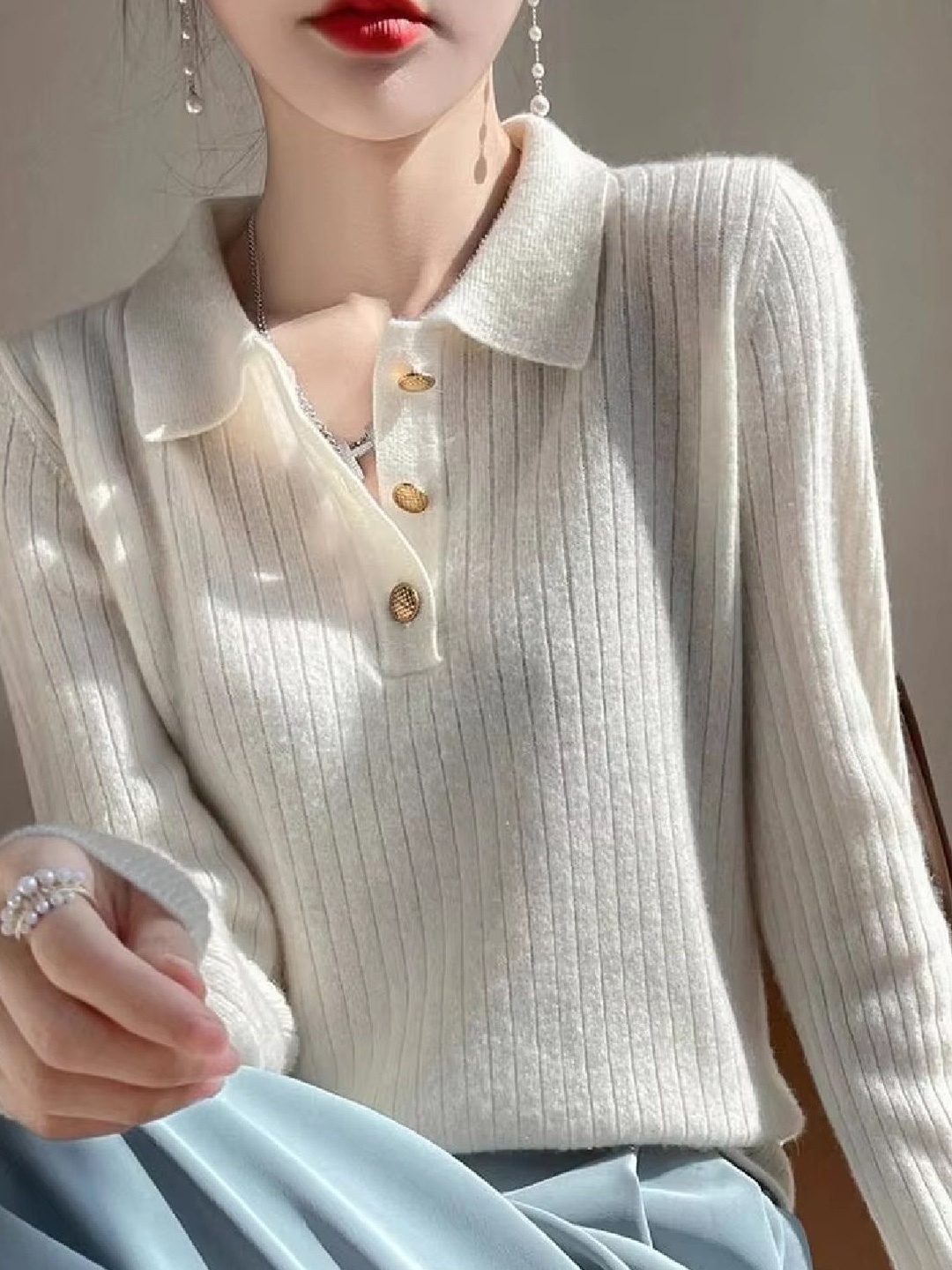 

StyleCast Women Striped Woollen Sweater, White