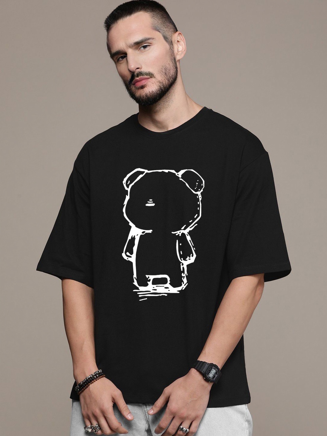 

Manlino Unisex Printed Pockets T-shirt, Black