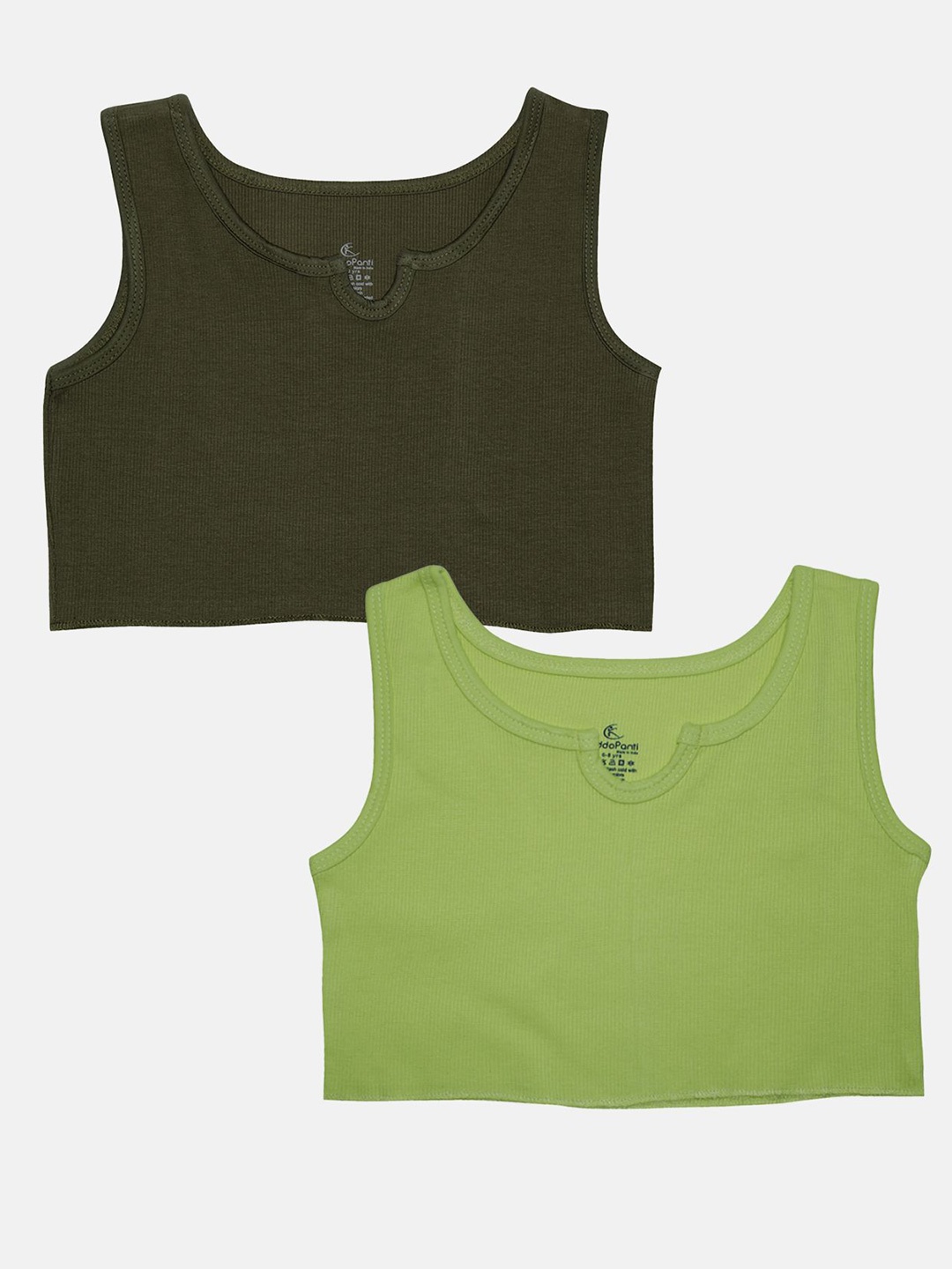 

KiddoPanti Girls Pack Of 2 Tank Crop Top, Olive