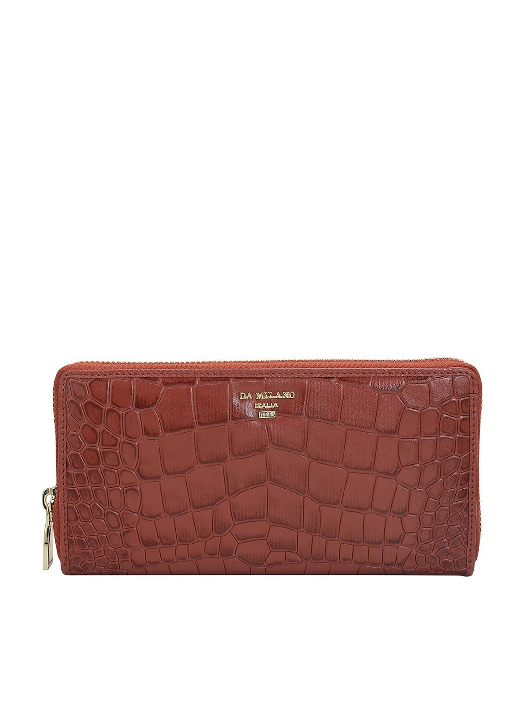 

Da Milano Women Textured Leather Zip Around Wallet, Red