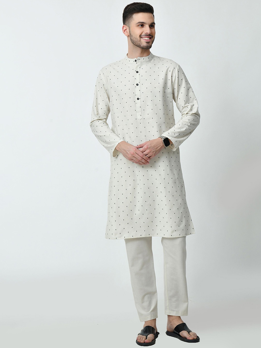 

ALL WAYS YOU Men Printed Kurta, Cream