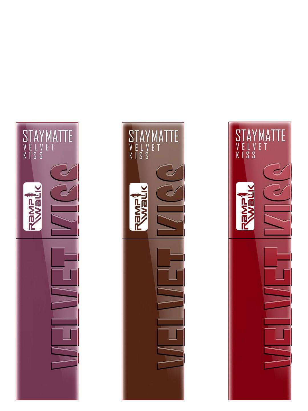 

Ramp Walk Velvet Kiss Set Of 3 Waterproof Liquid Lipstick - 3.5 ml Each -Shade 06 -07 -12, Purple