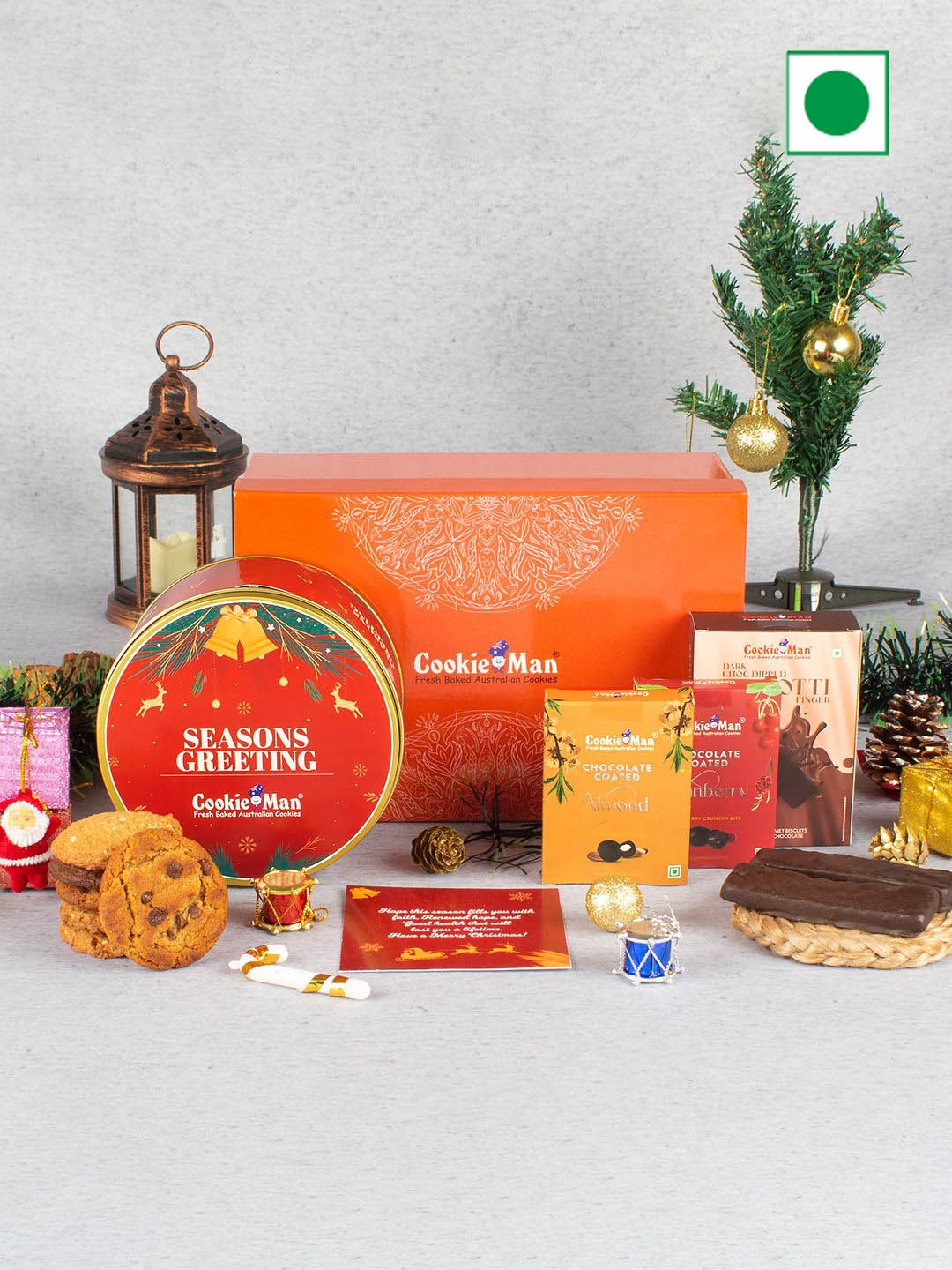 

Cookieman Set Of 4 Cookies & Chocolates Christmas Gift Hamper, Red