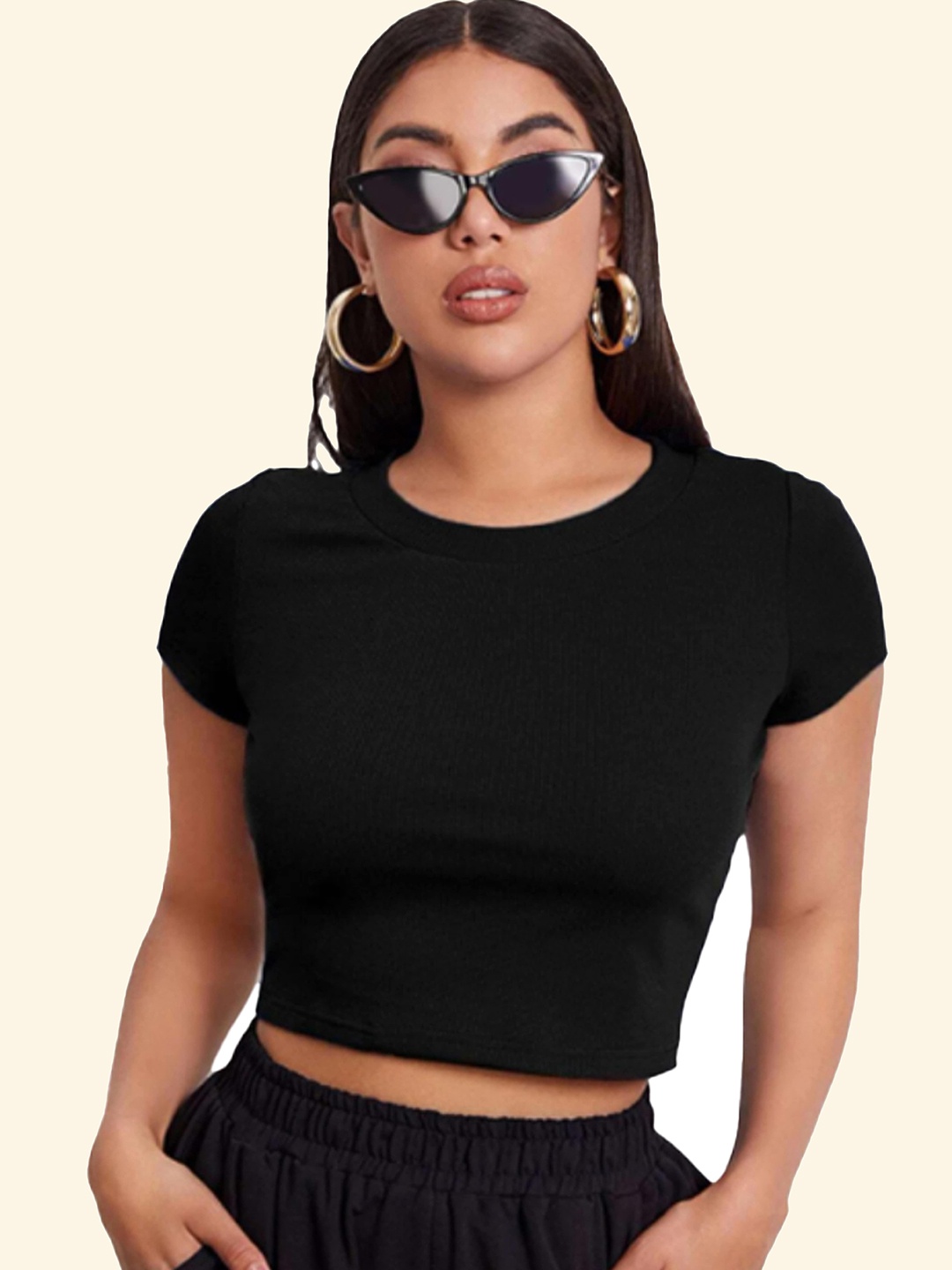 

Swaranjali Women Tank Crop Top, Black