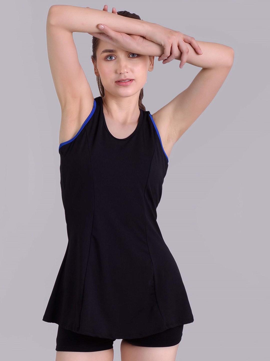 

Keepfit Women Round Neck Sleeveless Swim Set, Black