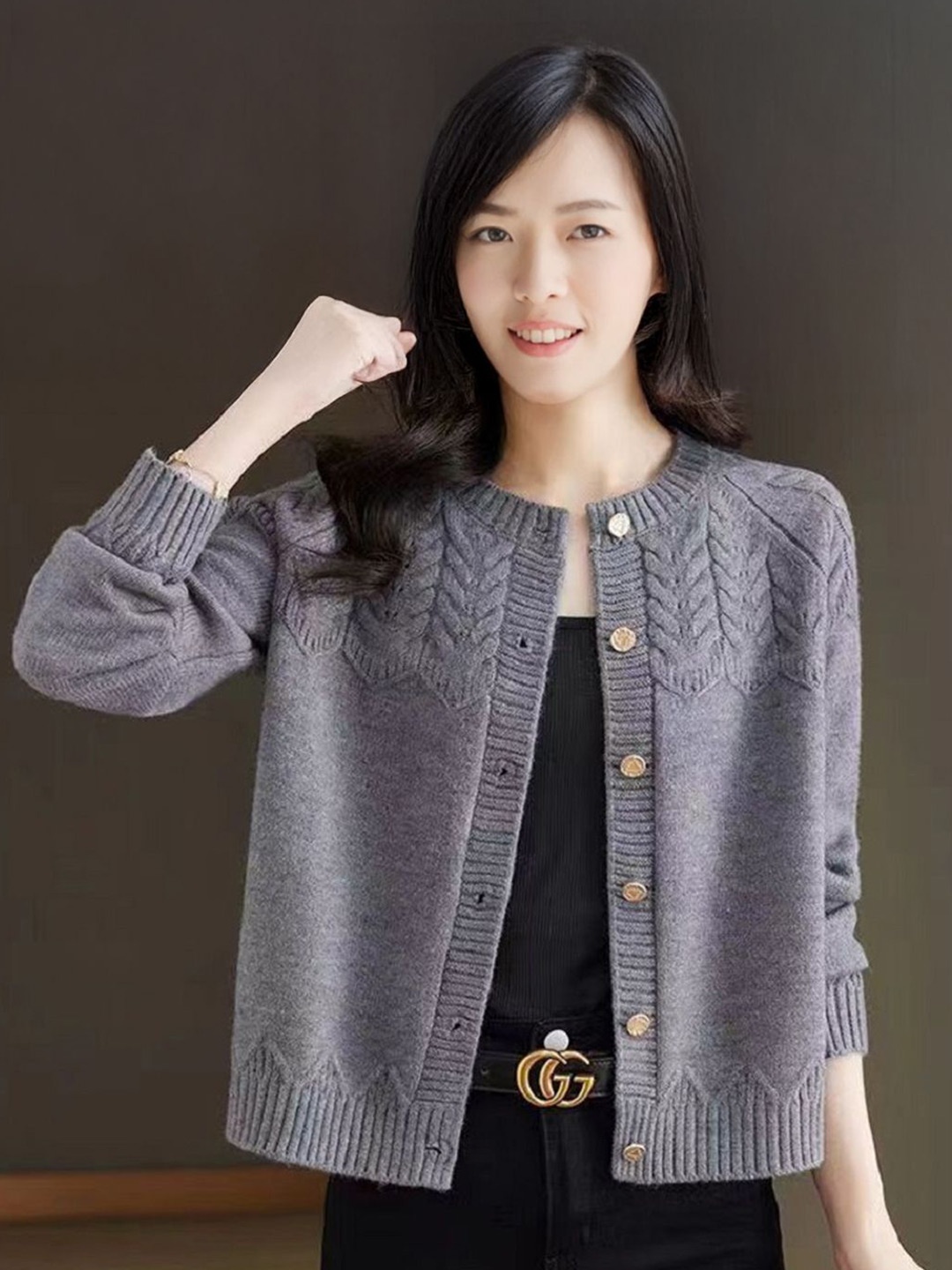 

StyleCast Women Self Design Cardigan, Grey