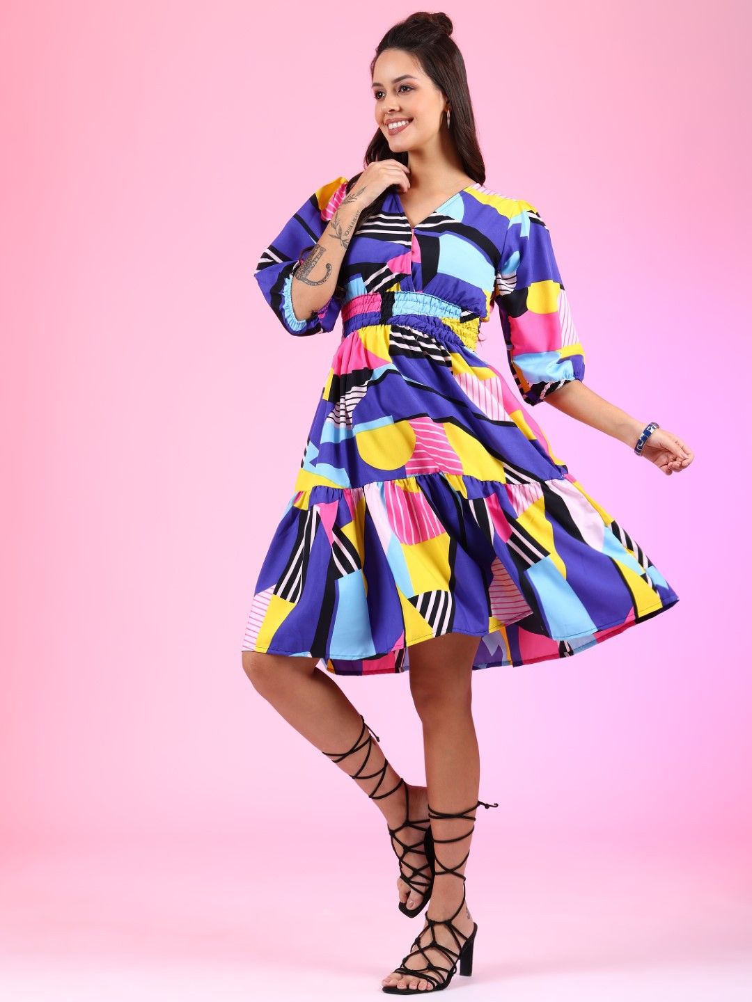 

Raiyani Enterprise Print Crepe Fit & Flare Midi Dress, Multi