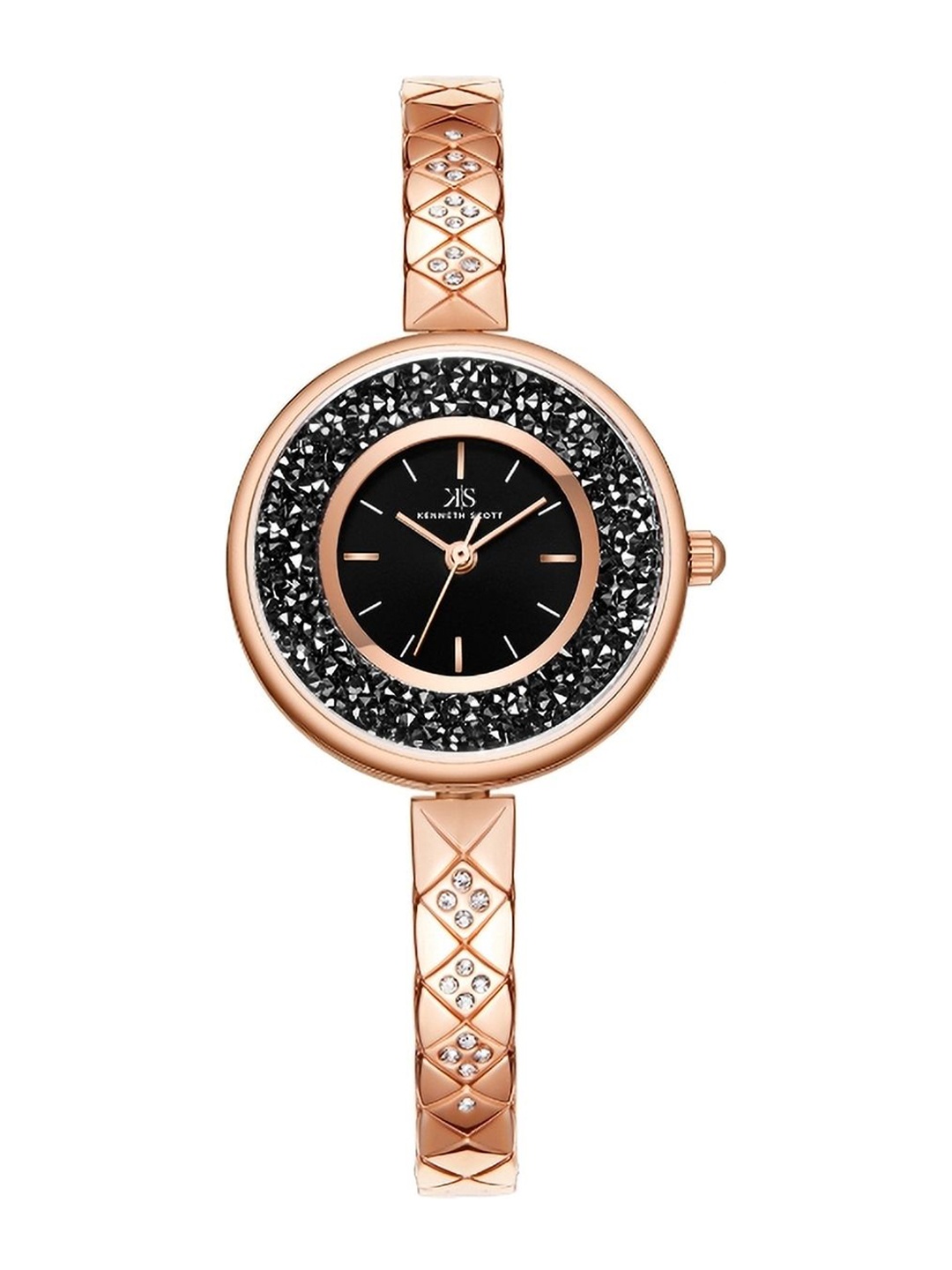 

KENNETH SCOTT Women Embellished Dial & Stainless Steel Straps Analogue Watch K23515-RBKB, Black