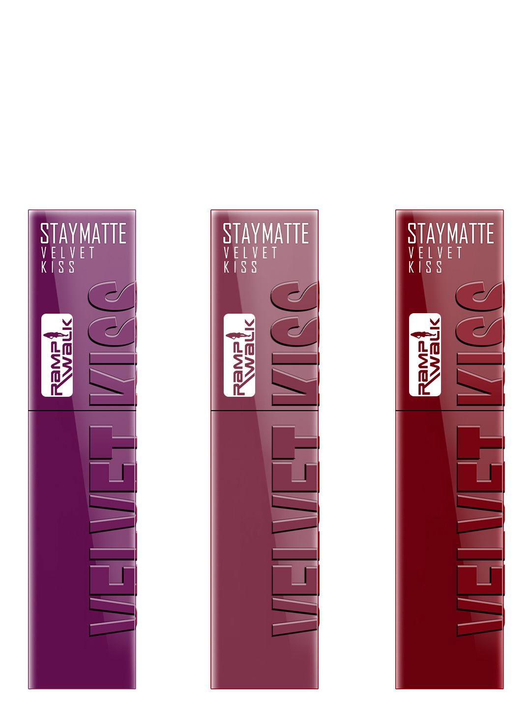 

Ramp Walk Velvet Kiss Set Of 3 Waterproof Liquid Lipstick - 3.5 ml Each -Shade -3 -4 -9, Mauve