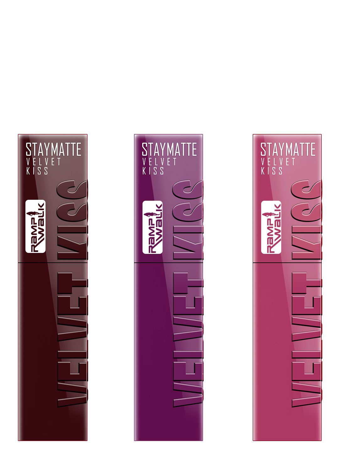 

Ramp Walk Velvet Kiss Set Of 3 Waterproof Liquid Lipstick - 3.5 ml Each - Shade -2 - 3 -10, Maroon