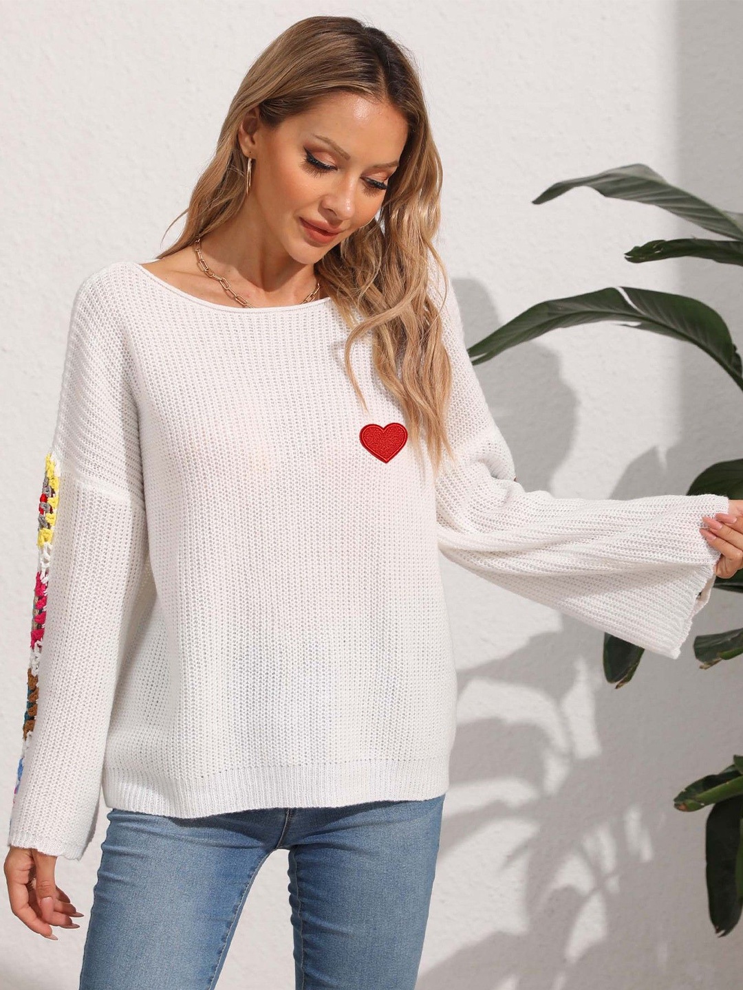 

StyleCast Women Embroidered Pullover with Embroidered Detail, White