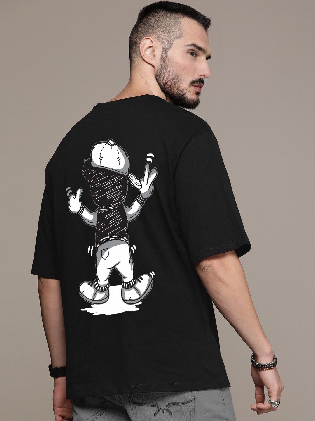 

Manlino Unisex Printed Pockets T-shirt, Black