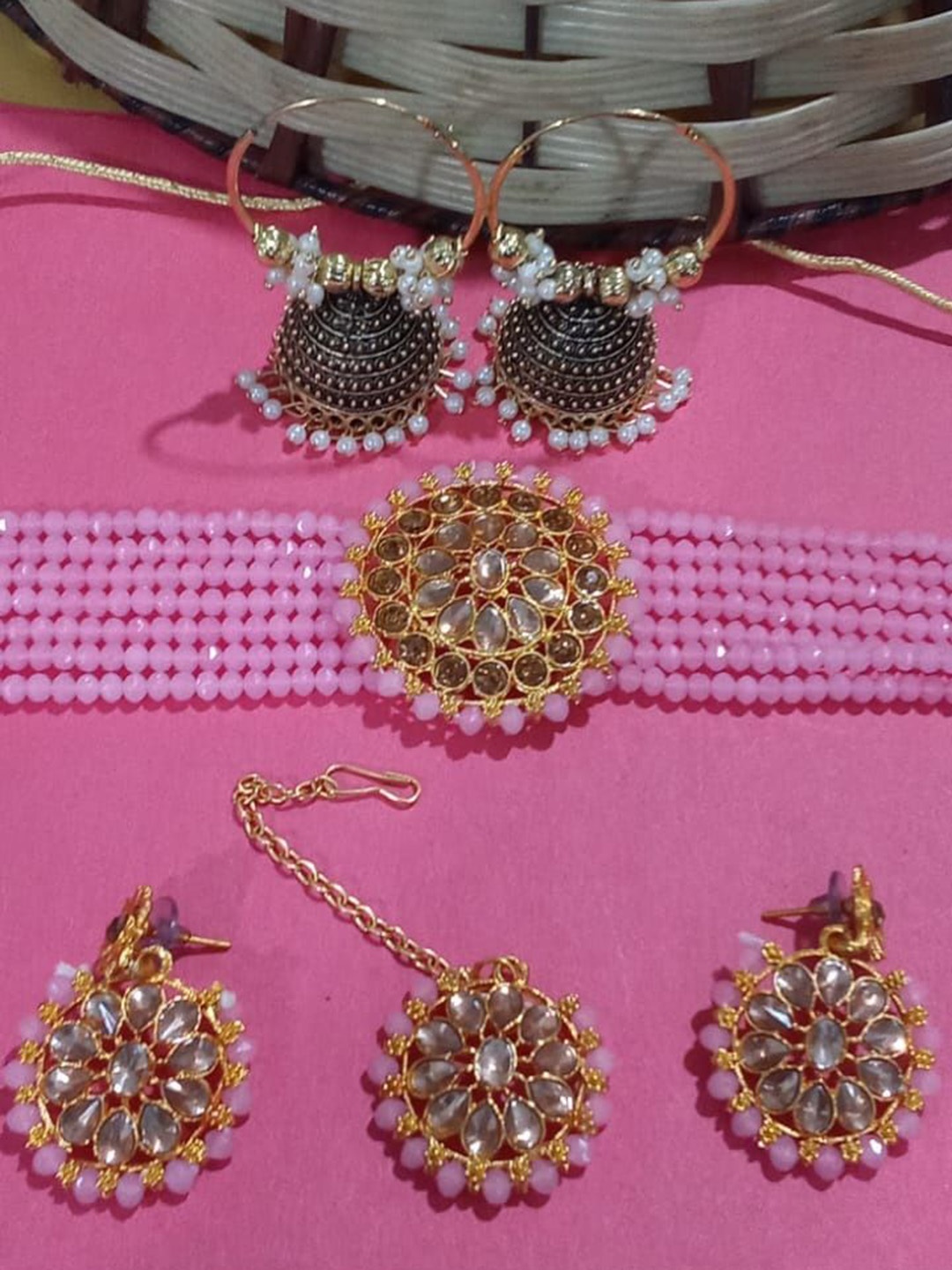 

JMBW INTERNATIONAL Gold-Plated Kundan Studded Jewellery Set