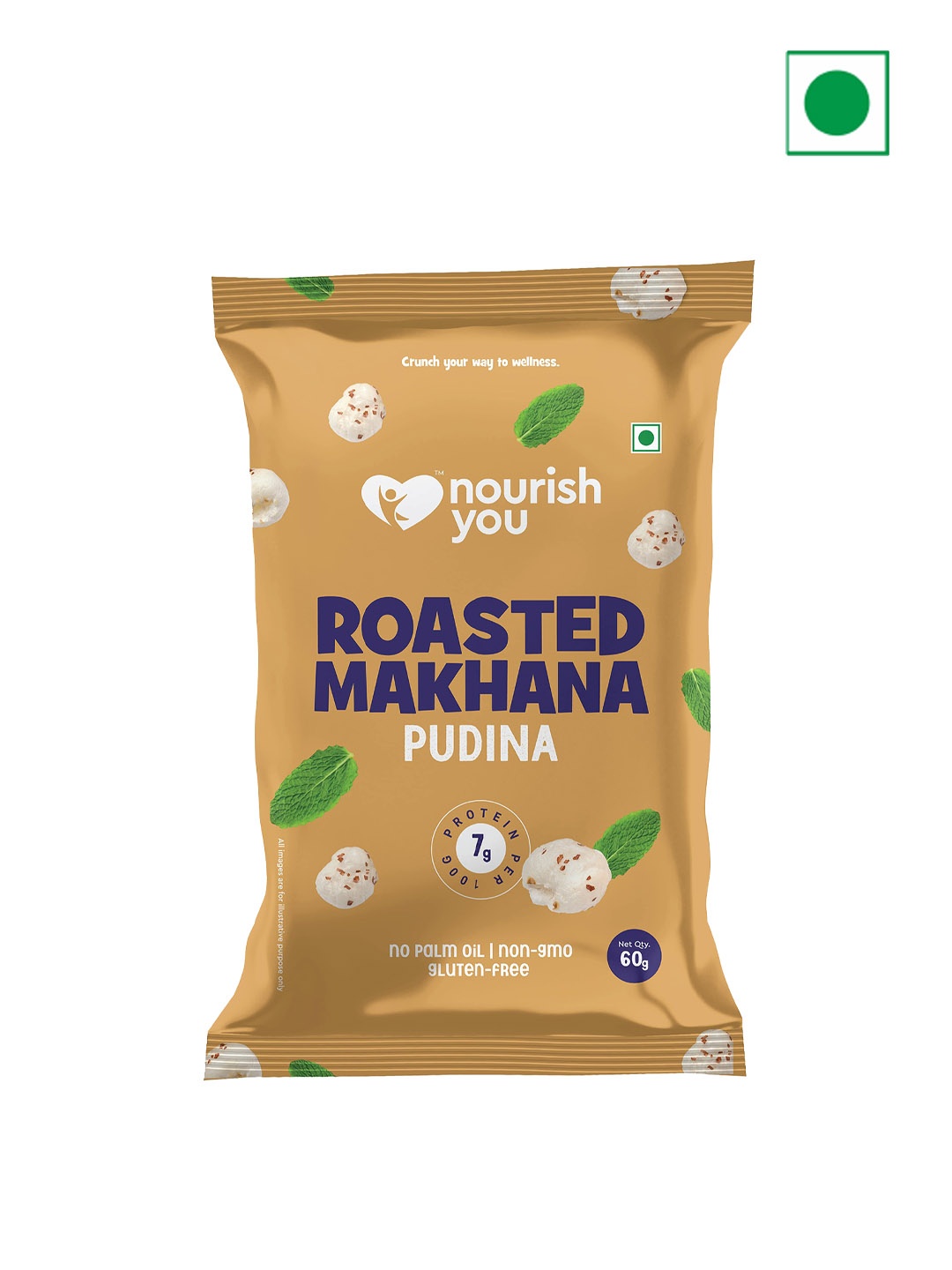 

Nourish You Pudina Flavour Roasted Makhana 60 Gm, Orange