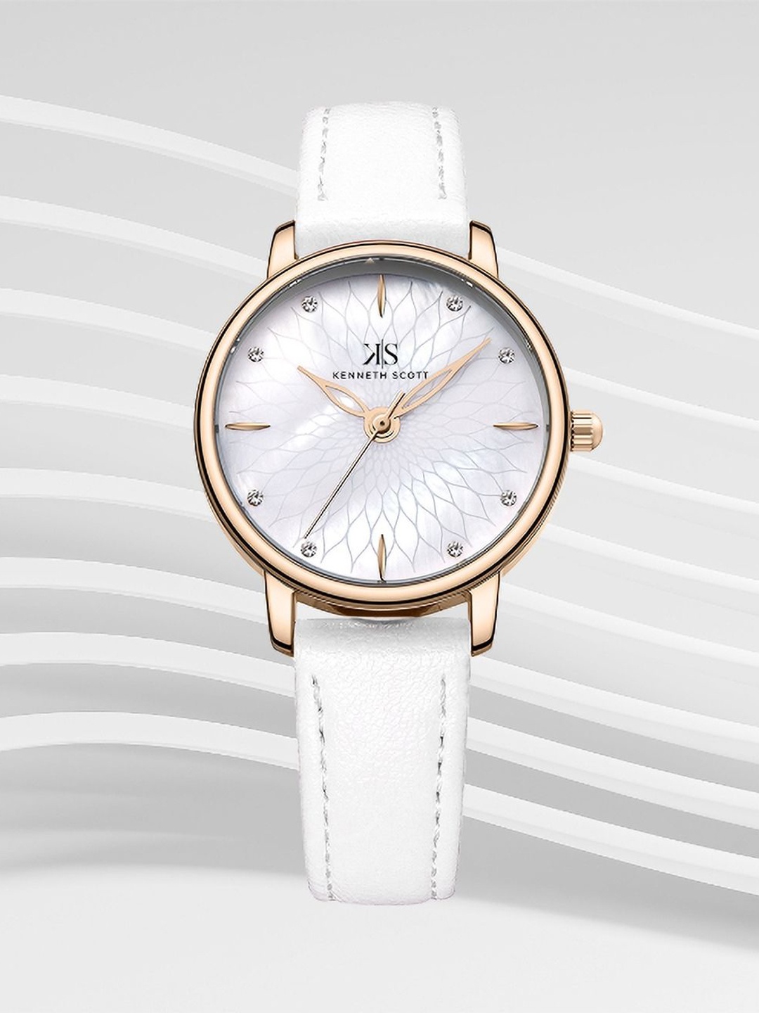 

KENNETH SCOTT Women Patterned Dial & Textured Straps Analogue Watch K22524-KLWM, White