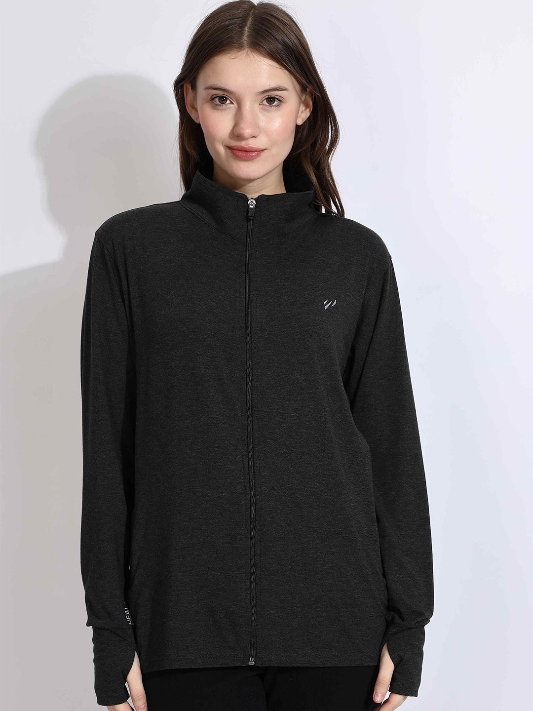 

BLUE TYGA Women without Lightweight Antimicrobial Longline Sporty Jacket, Black