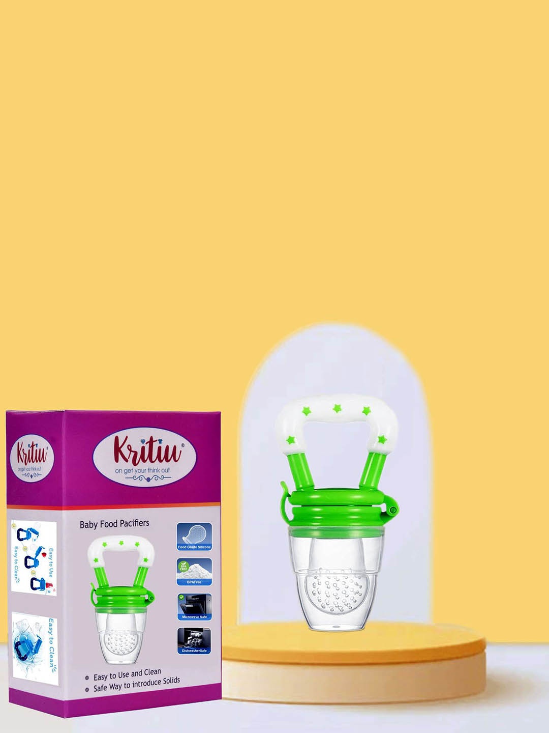 

Kritiu Kids Ultra Care Silicone Fruit & Food Nibbler Feeder, Green