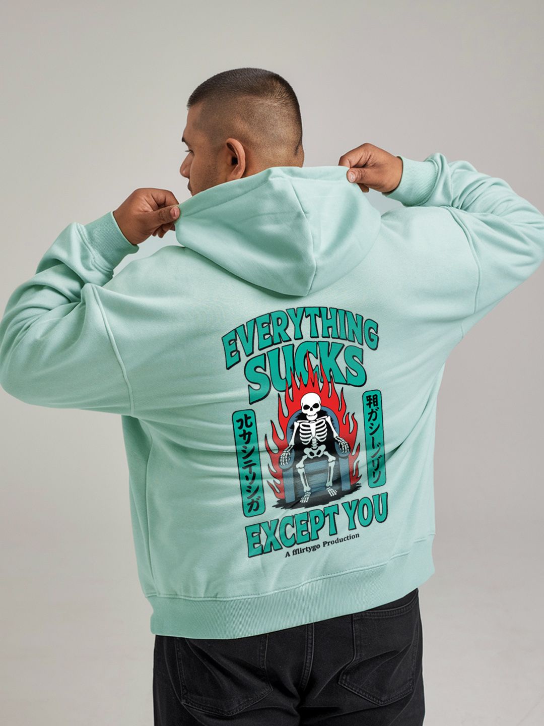 

FFLIRTYGO Men Printed Hooded Sweatshirt, Lime green