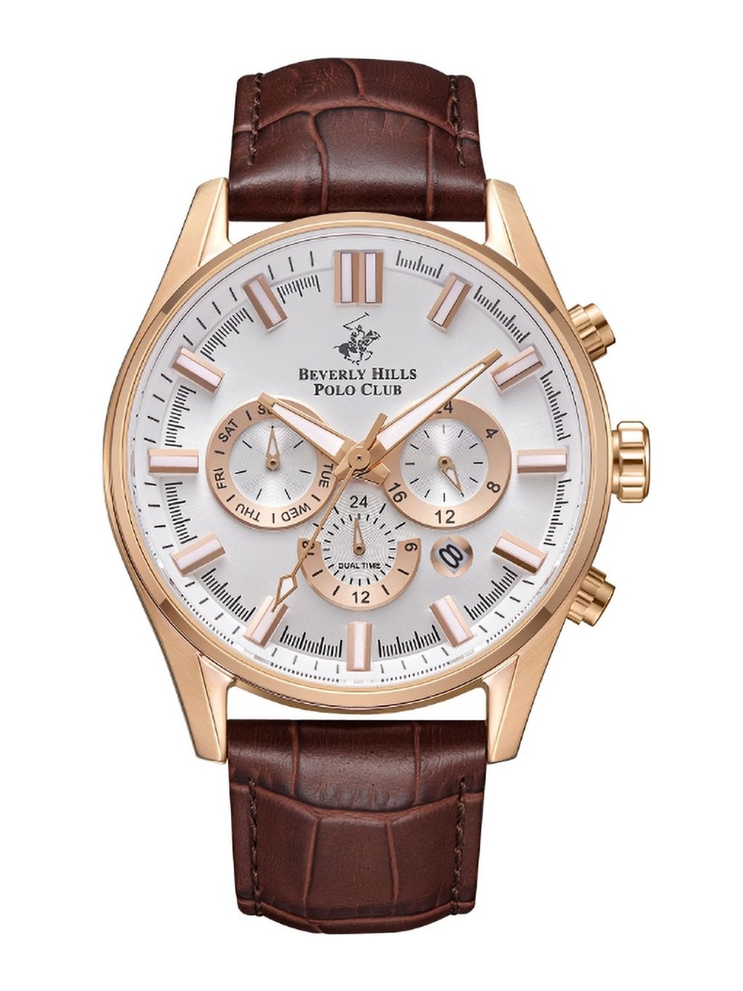 

Beverly Hills Polo Club Men Leather Straps Analogue Multi Function Watch BP5030Y.432, Gold