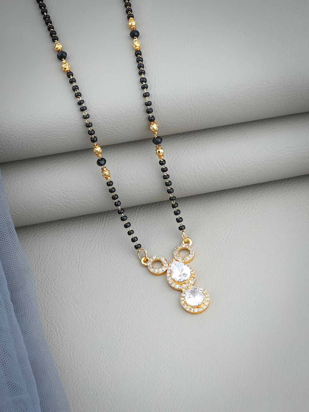 

Wynona Gold-Plated Stone Studded and Beaded Mangalsutra