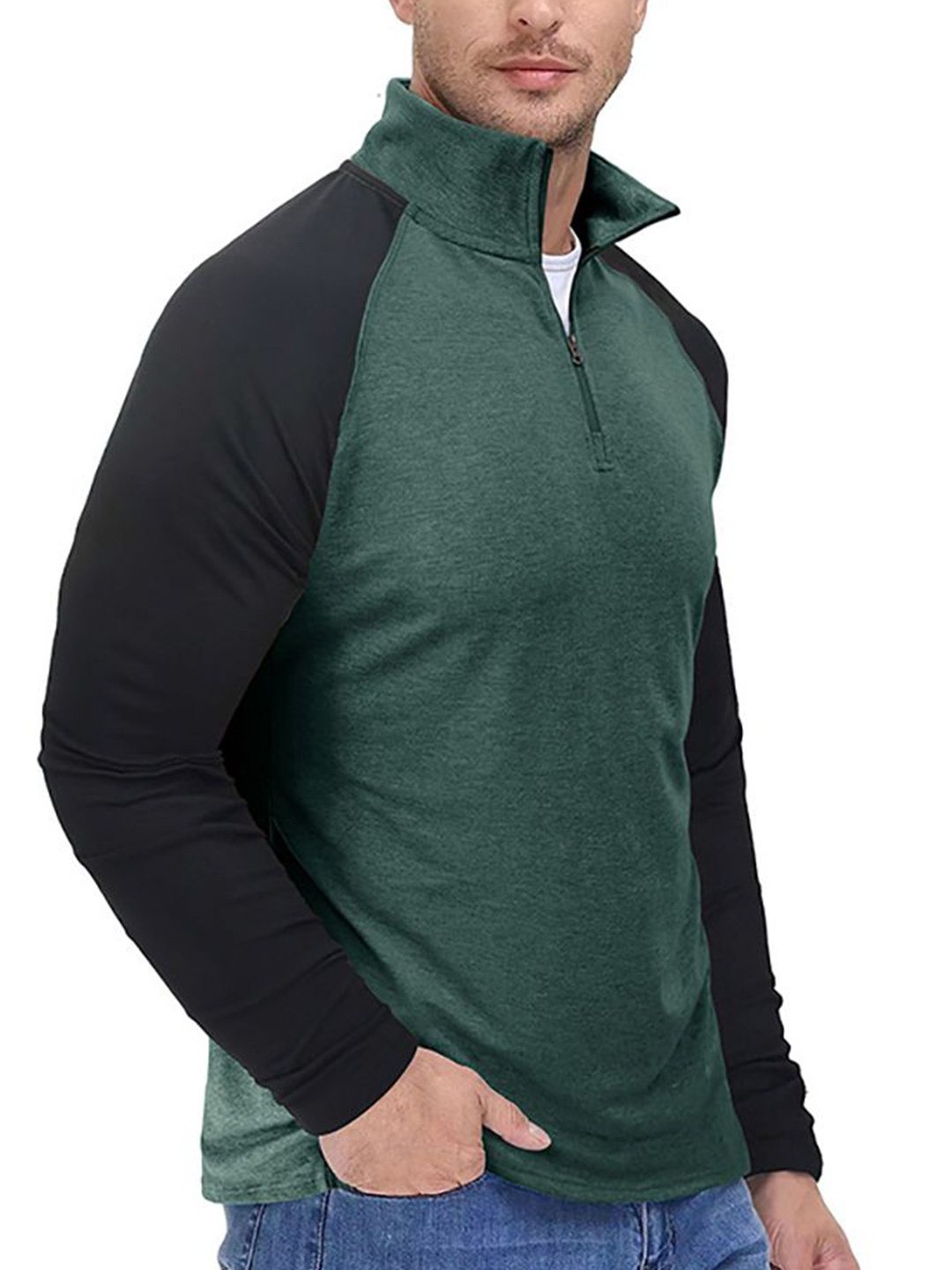 

StyleCast x Revolte Men Colourblocked Sweatshirt, Green