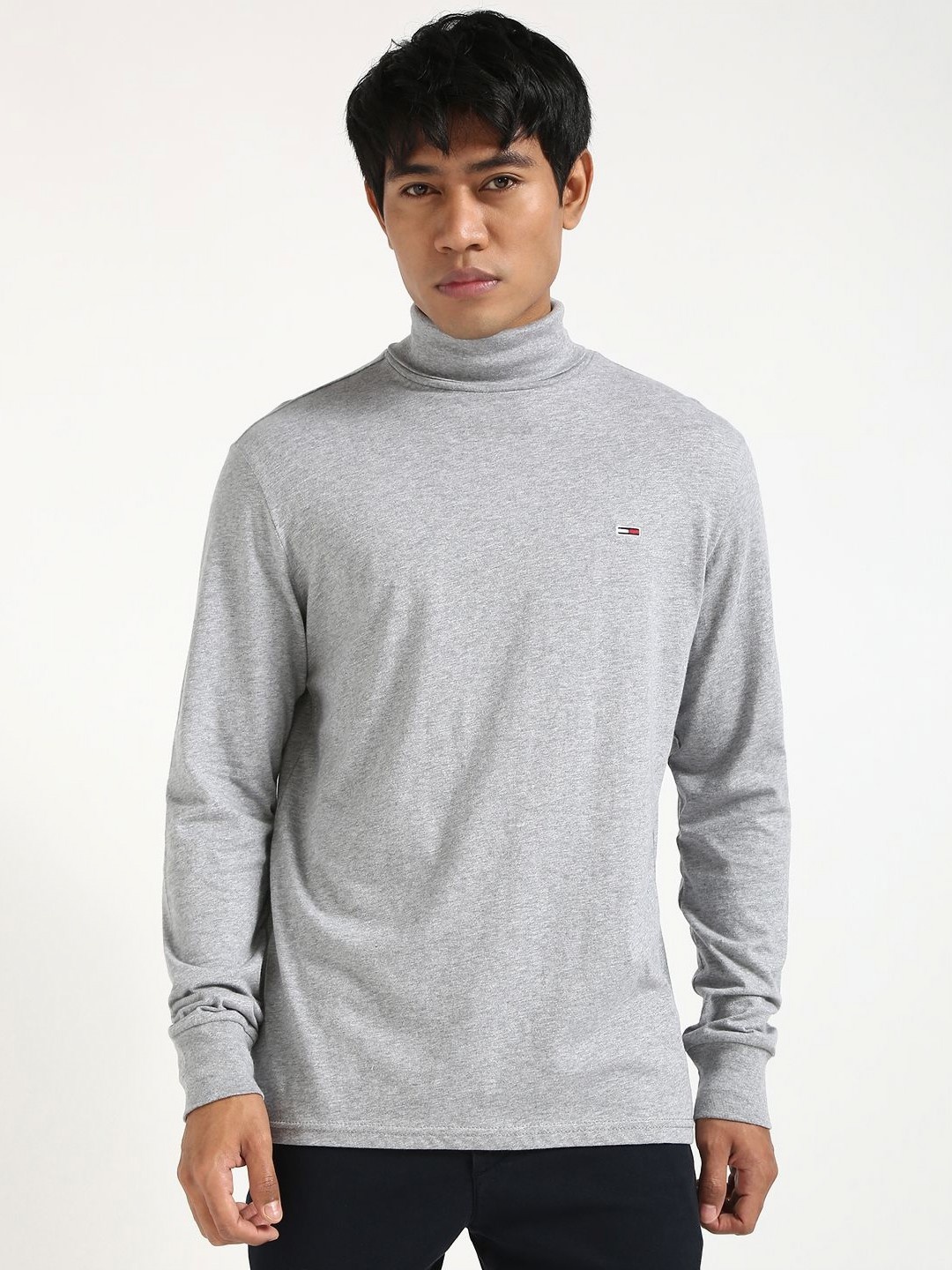 

Tommy Hilfiger Men fashion Turtle Neck Long Sleeves Casual T-shirt, Grey