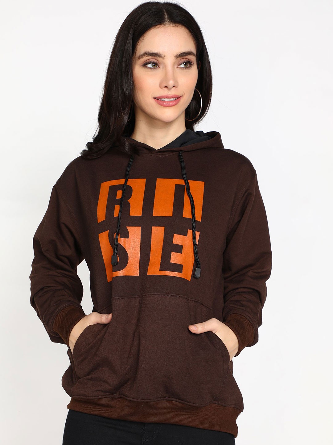 

Chanda Khuba Women Hooded Sweatshirt, Brown