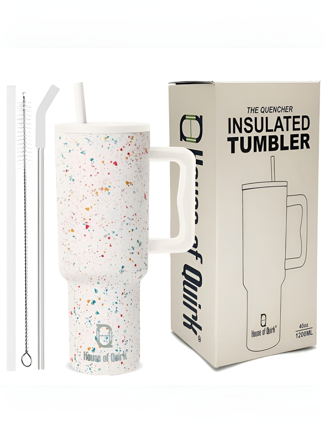 

HOUSE OF QUIRK Cream-Coloured & Red Single Stainless Steel Printed Double Wall Vacuum Water Bottle