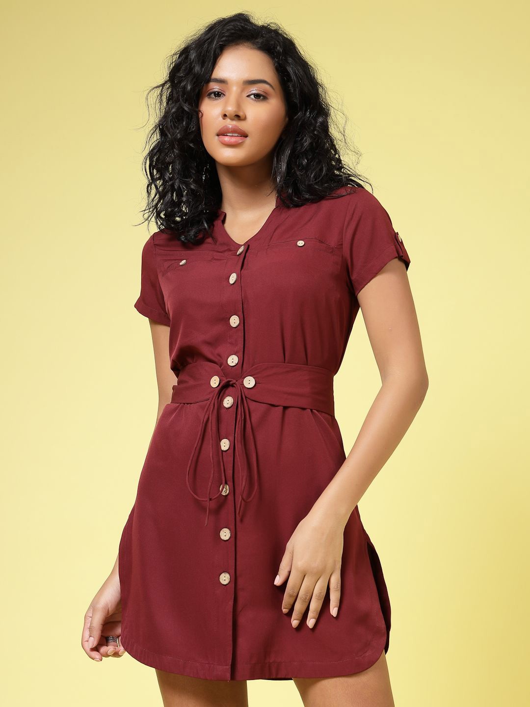 

BEING NAUGHTY Women Fit & Flare Mini Dress, Maroon