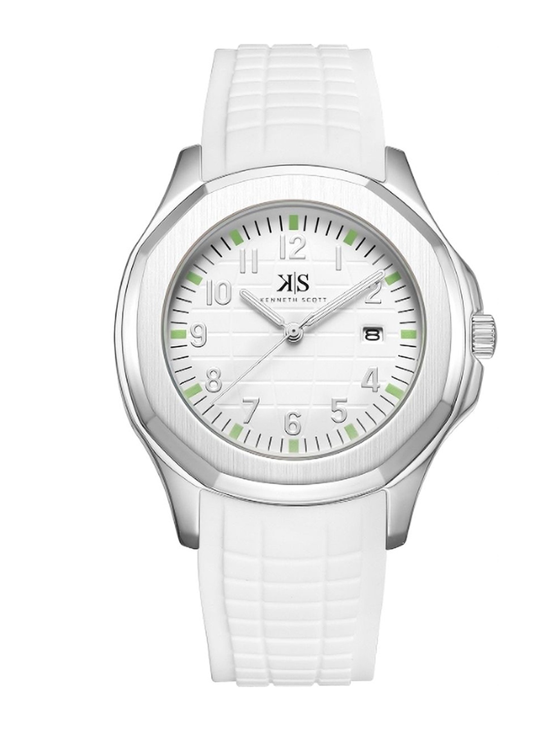 

KENNETH SCOTT Men Textured Dial & Straps Reset Time Analogue Watch K24014-SSWW, White