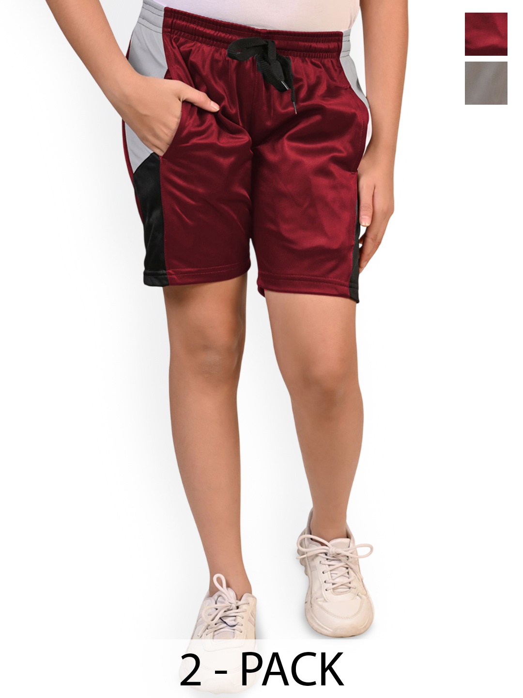 

BAESD Girls Pack Of 2 High-Rise Shorts, Maroon