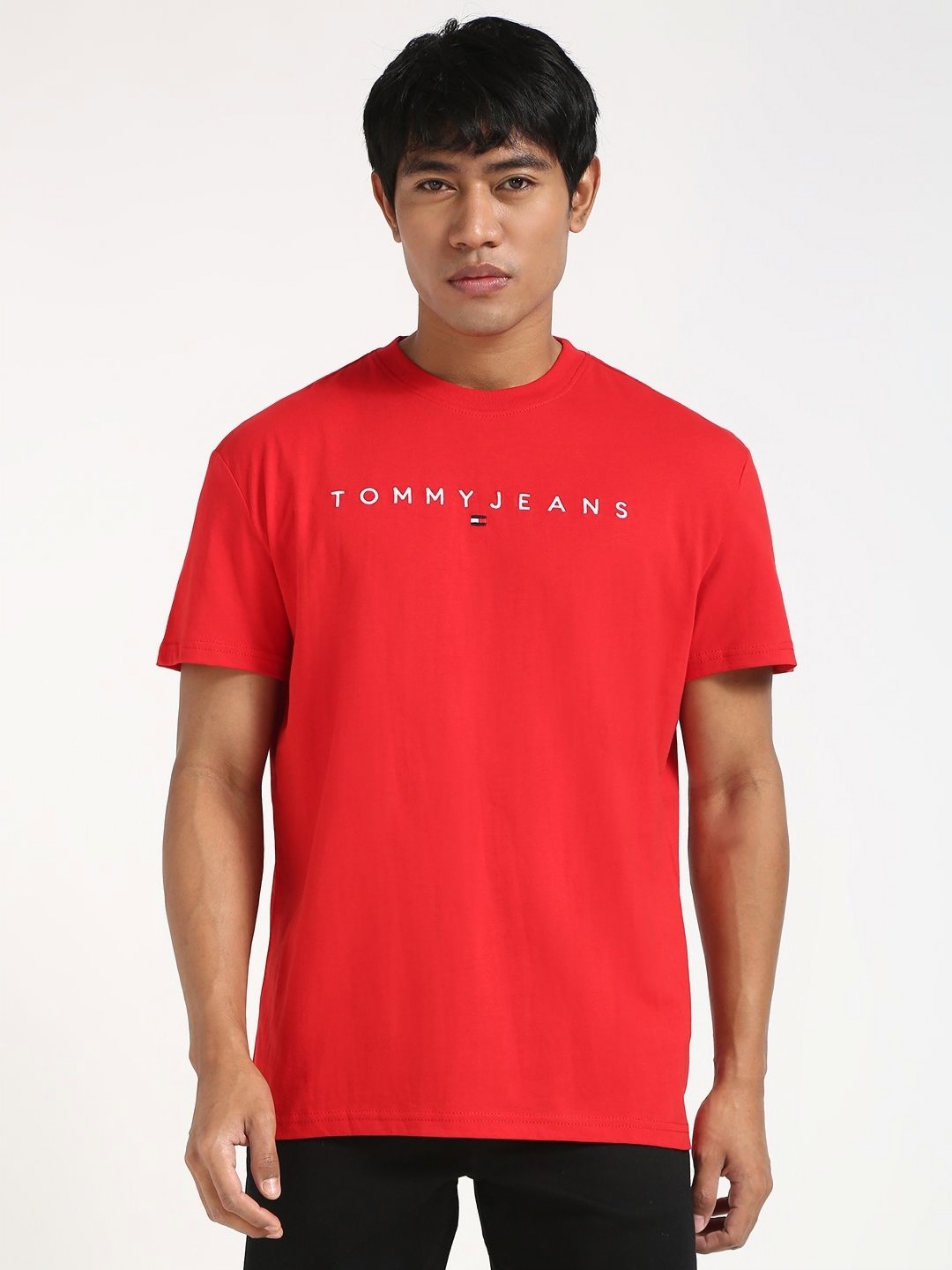 

Tommy Hilfiger Men Typography Embroidered Round Neck Pure Cotton T-shirt, Red