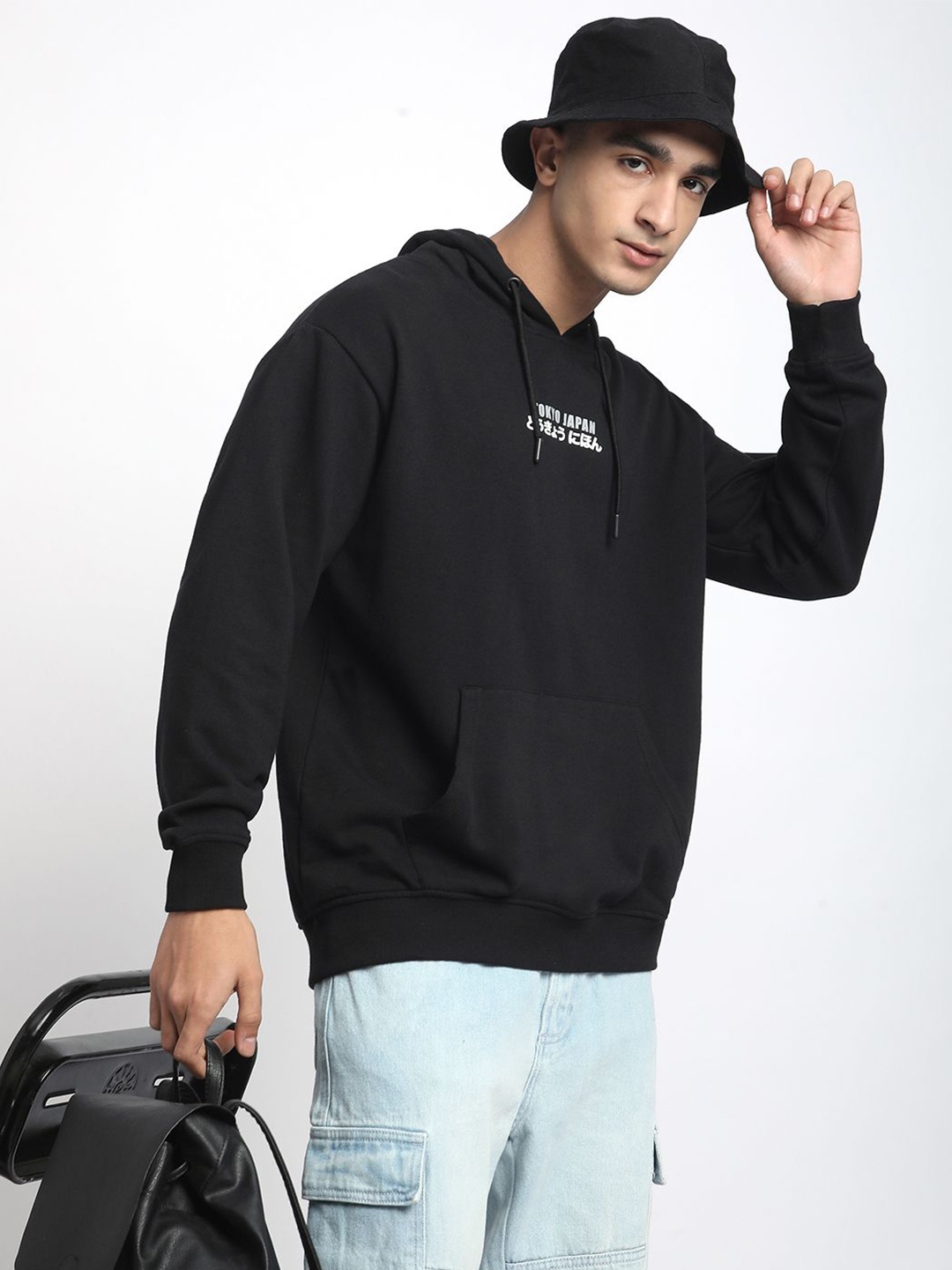 

R&B Men Typography Printed Cotton Sweatshirt, Black