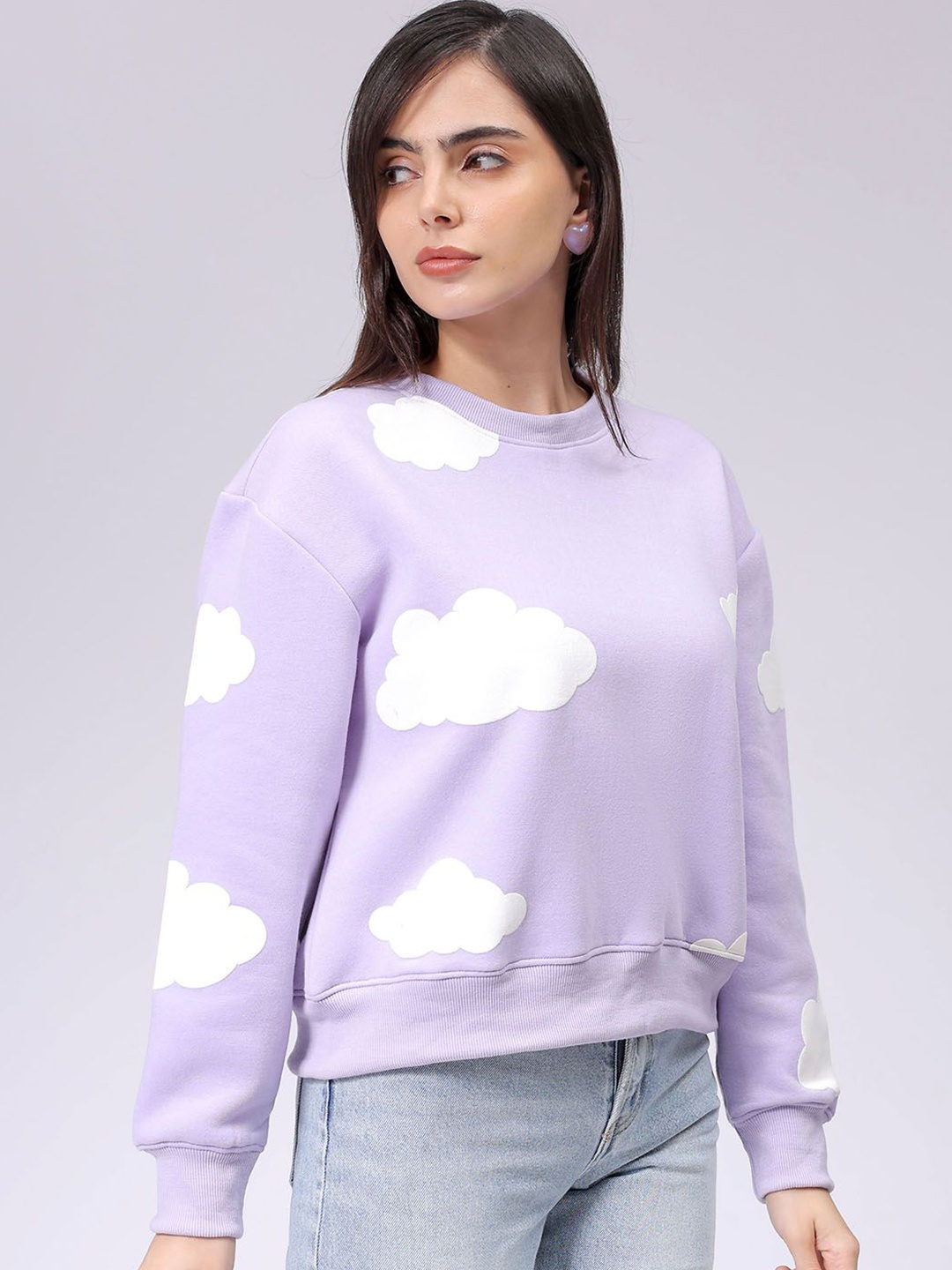 

Freehand by The Indian Garage Co Women Printed Sweatshirt, Lavender