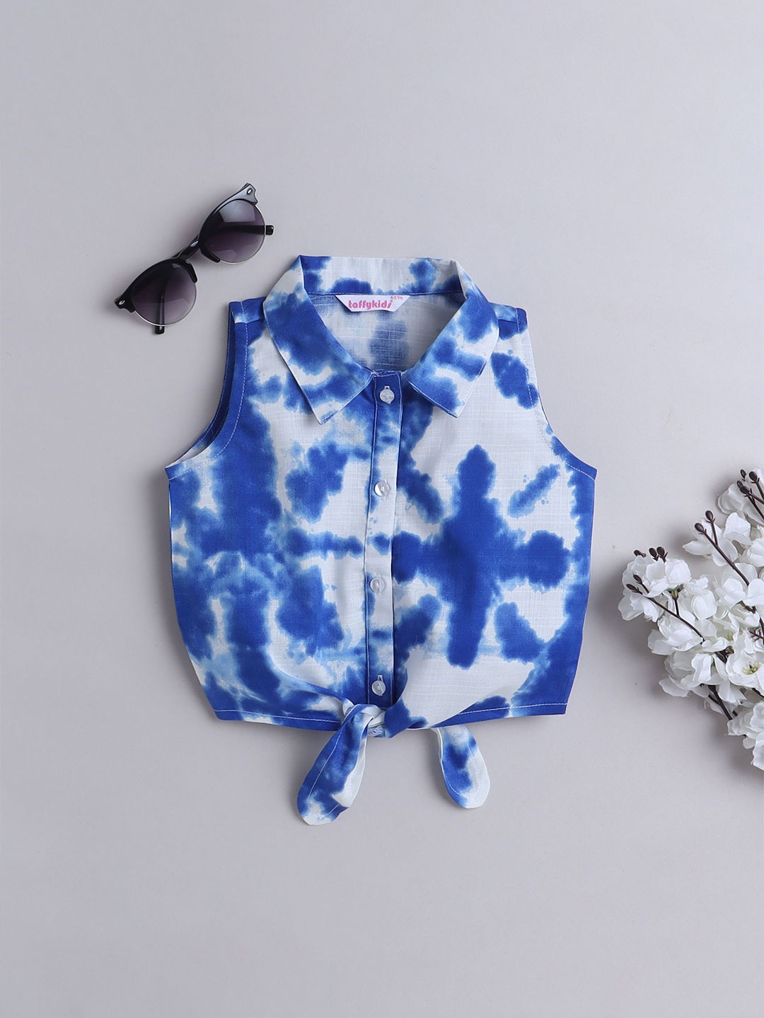 

taffykids Tie and Dye Print Cotton Top, Blue
