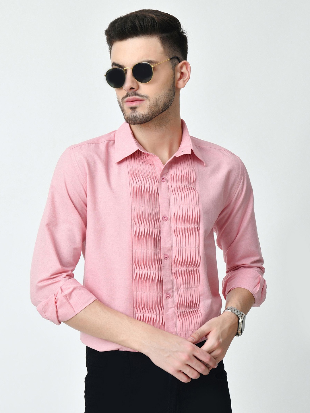 

BAESD Men Standard Opaque Casual Shirt, Pink