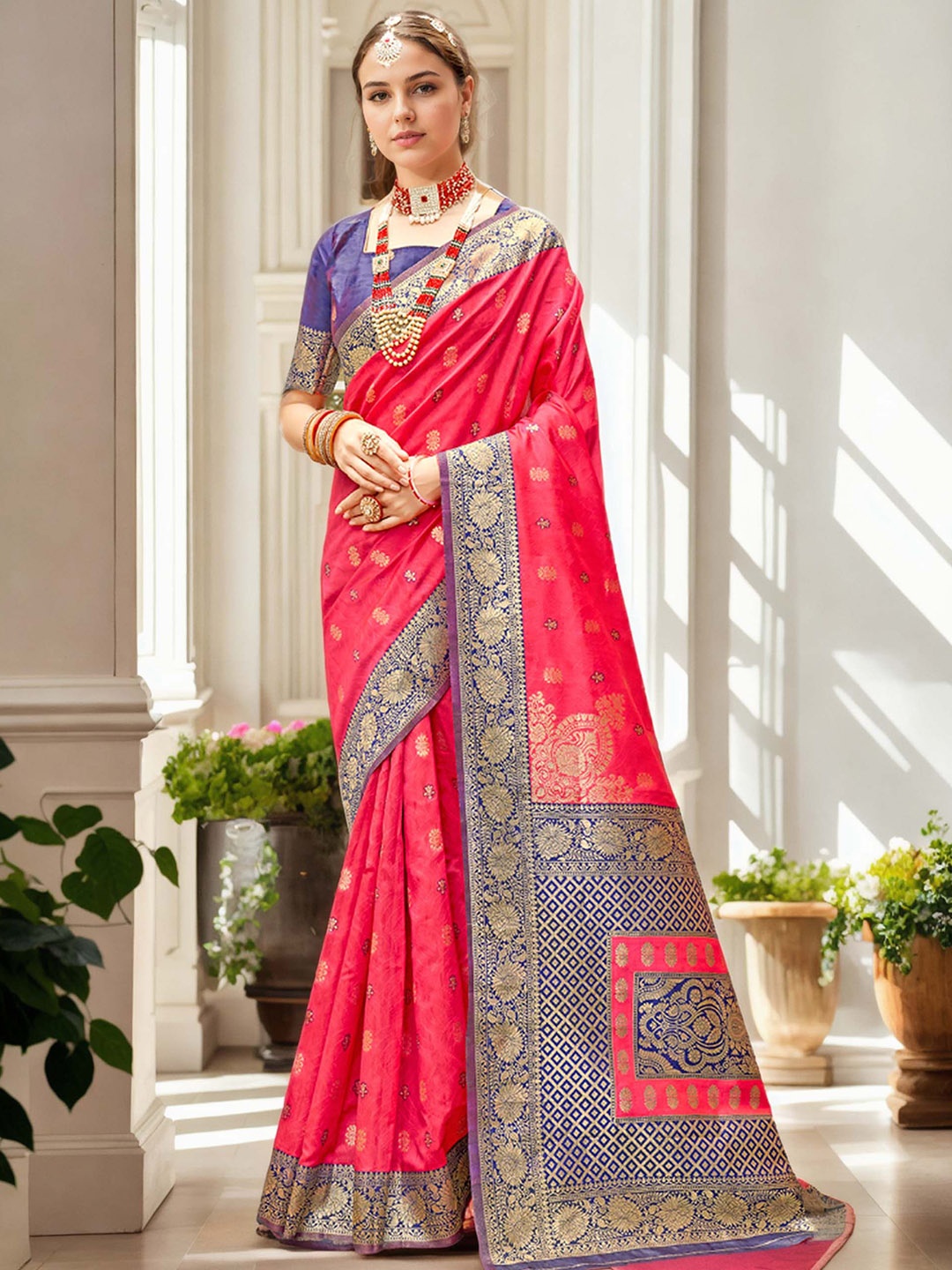 

Anouk Woven Design Banarasi Saree, Pink