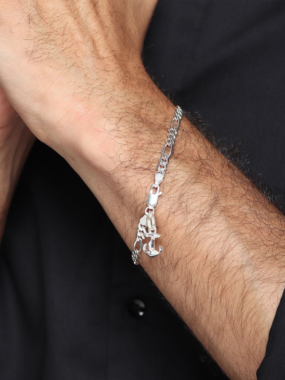

AKSHAT SAPPHIRE Men 92.5 Sterling Silver Sardar Symbol Pendant With Charm Bracelet
