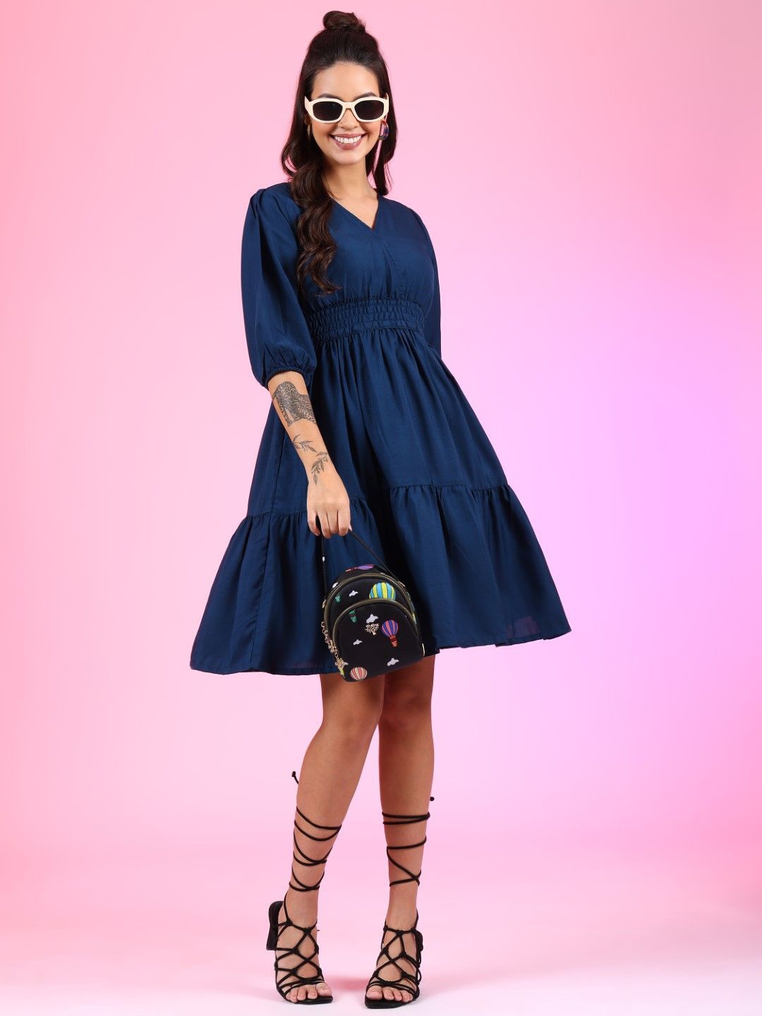 

Raiyani Enterprise Crepe Fit & Flare Midi Dress, Blue