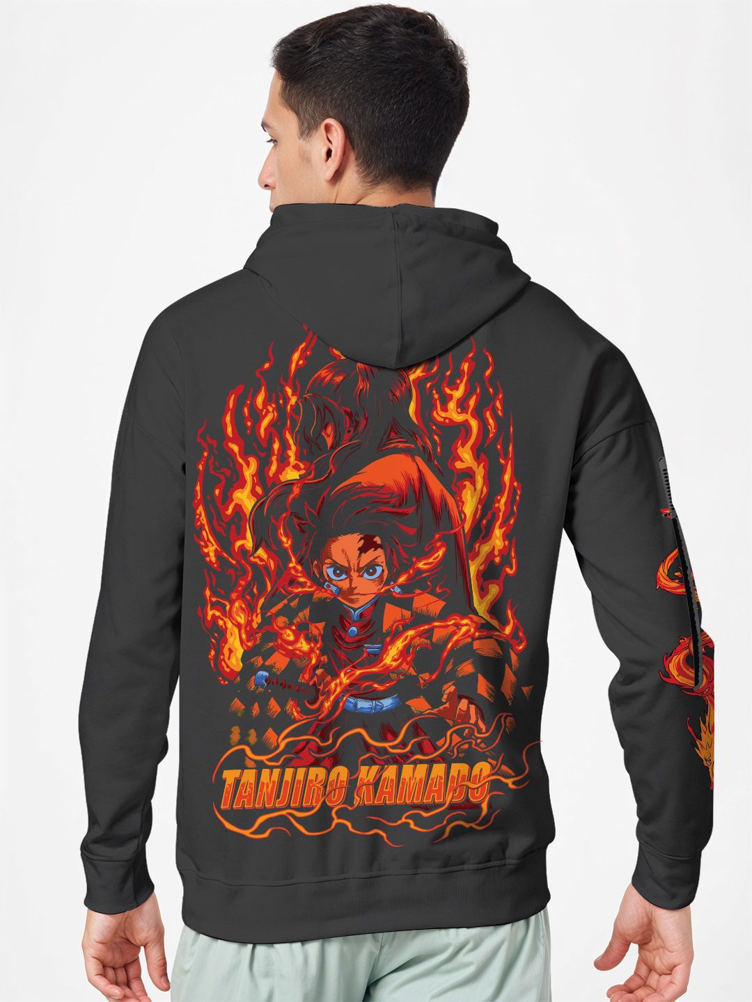

Crazymonk Men Printed Hooded Sweatshirt, Black