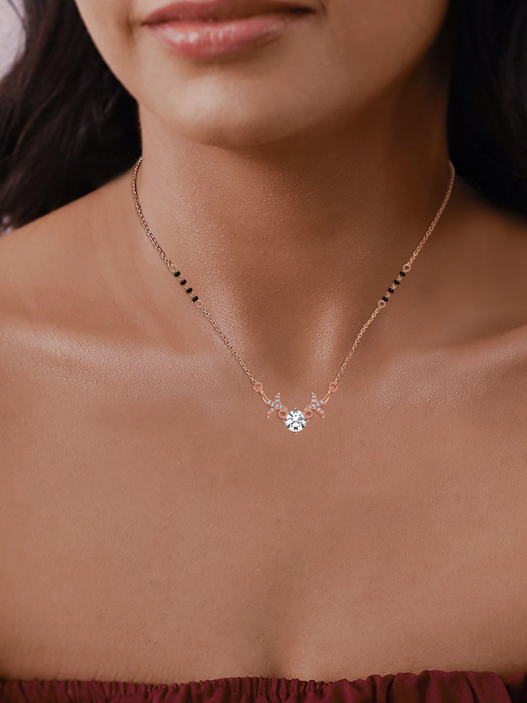 

LeCalla 925 Sterling Silver Rose Gold-Plated Mangalsutra