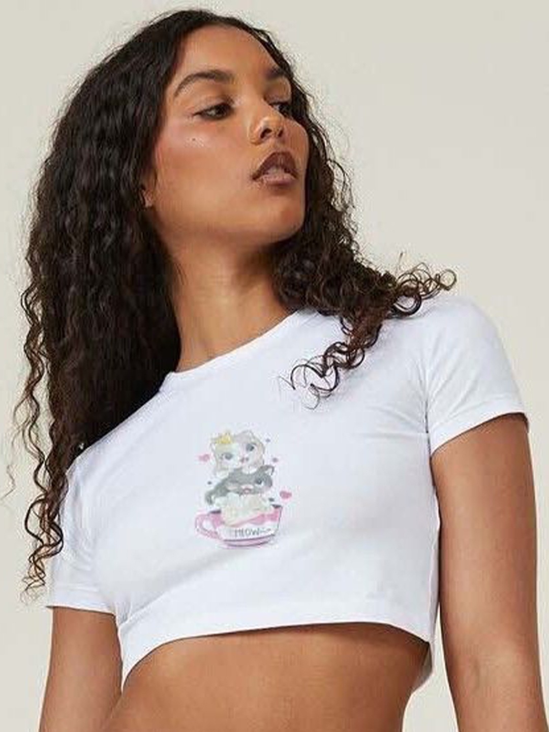 

sollobell Extended Sleeves Cotton Crop Top, White