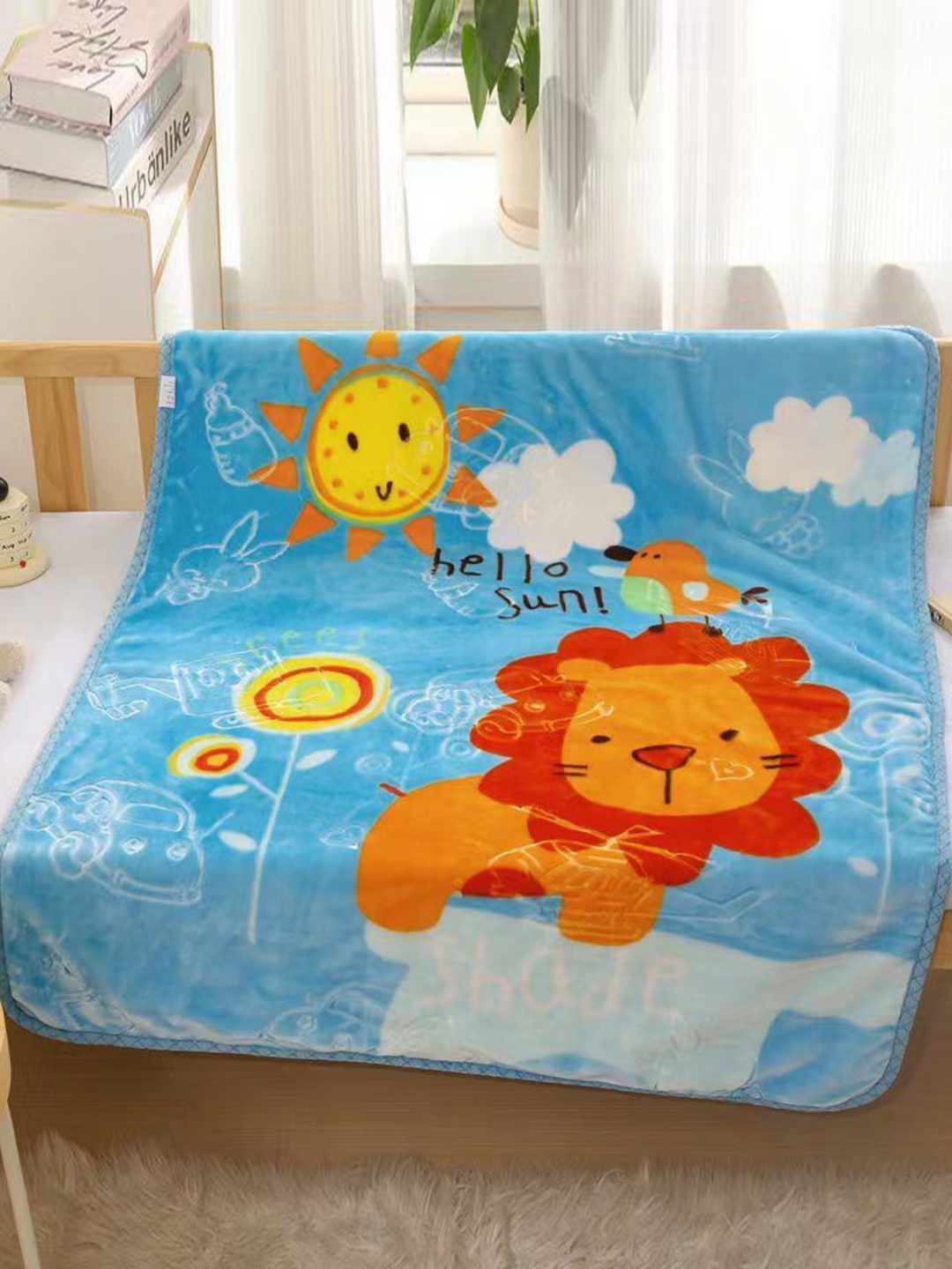 

Butterthief Blue & White Cartoon Characters Mink Heavy Winter 210 GSM Single Bed Blanket
