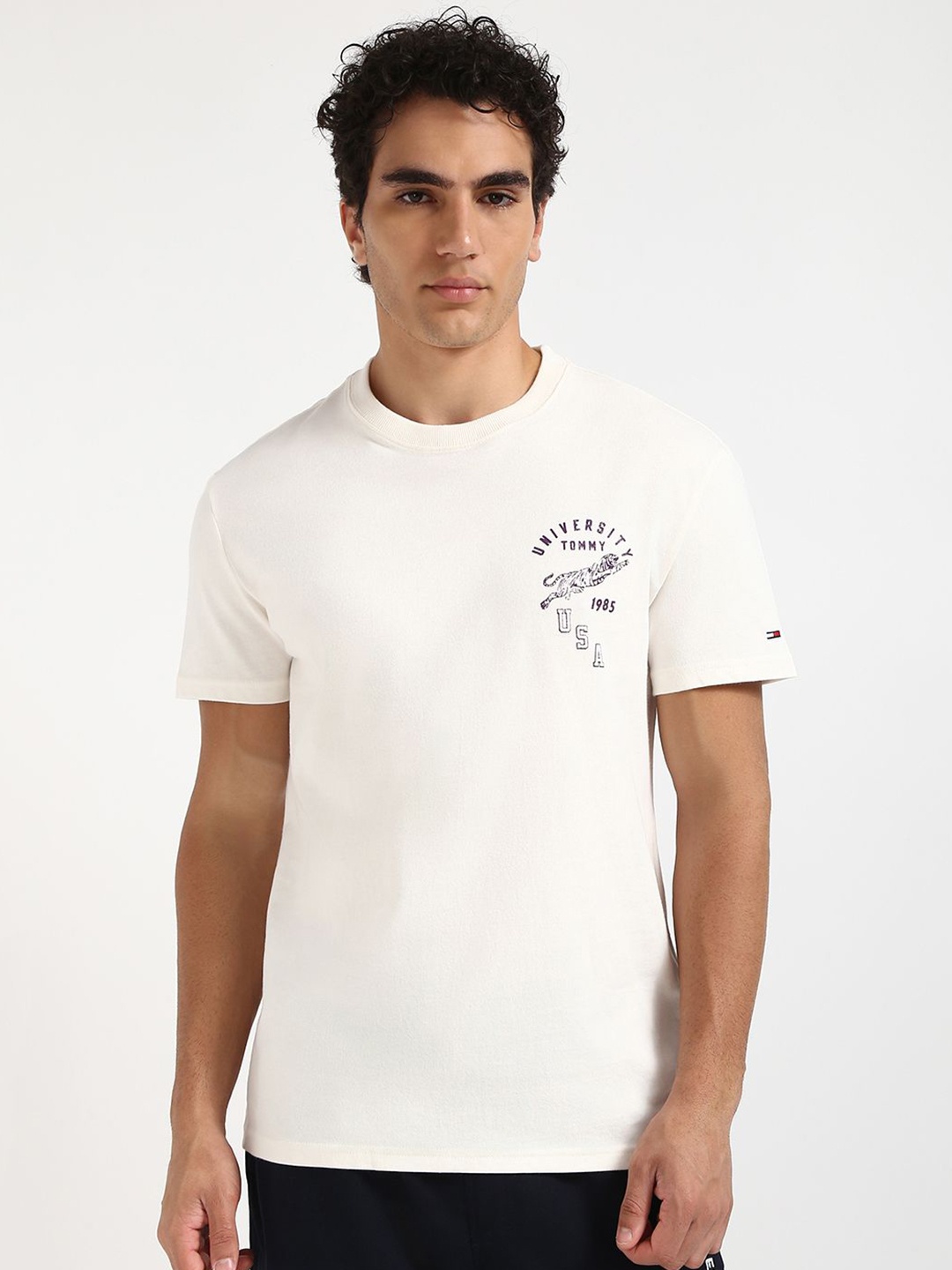 

Tommy Hilfiger Men Graphic Printed Cotton T-shirt, White